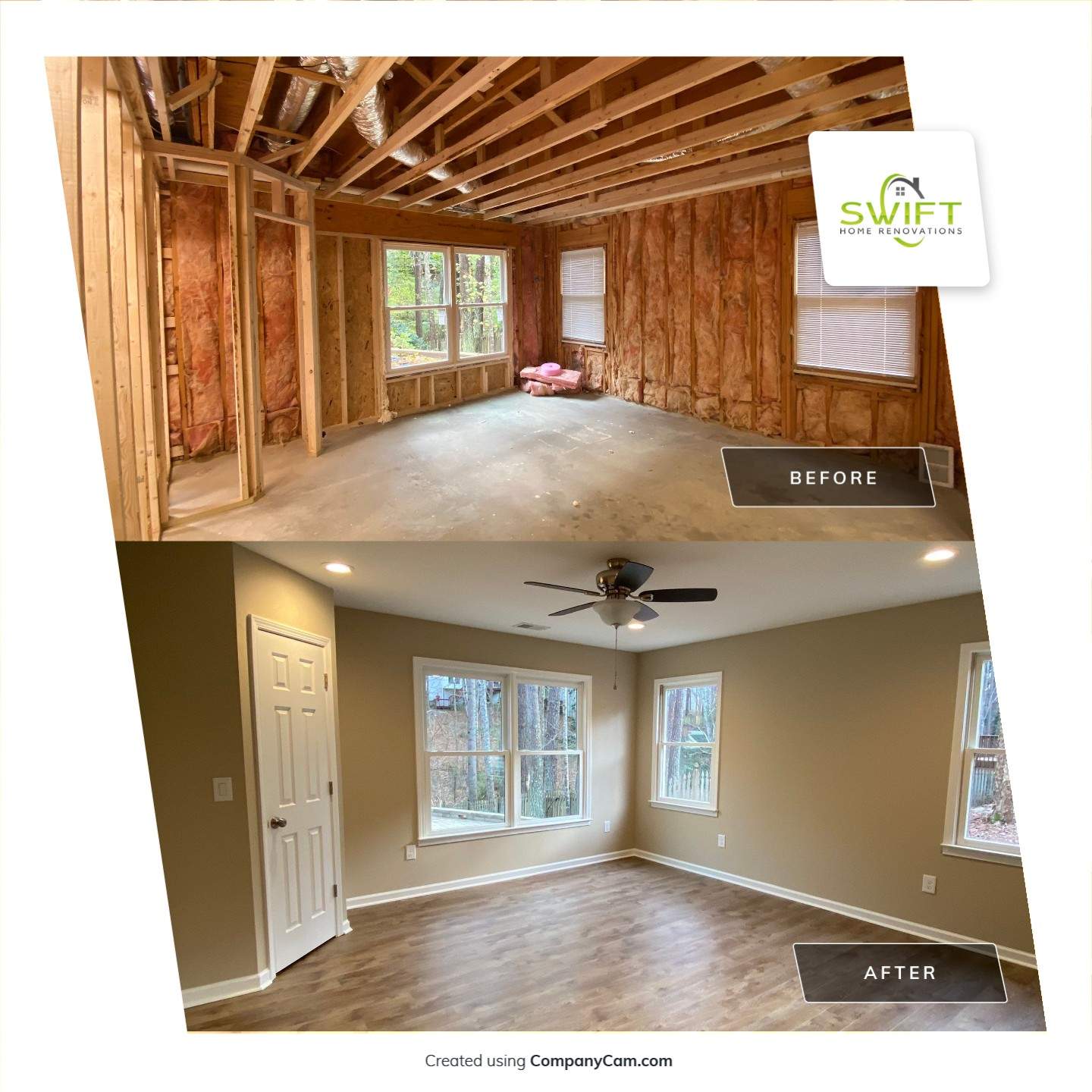 Acworth Basement Transformation With Wet Bar and Stone Fireplace by Swift Home Renovations