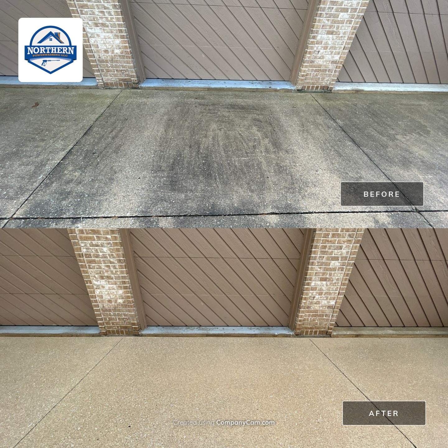 concrete patio and driveway cleaning by Northern Power Washing LLC.