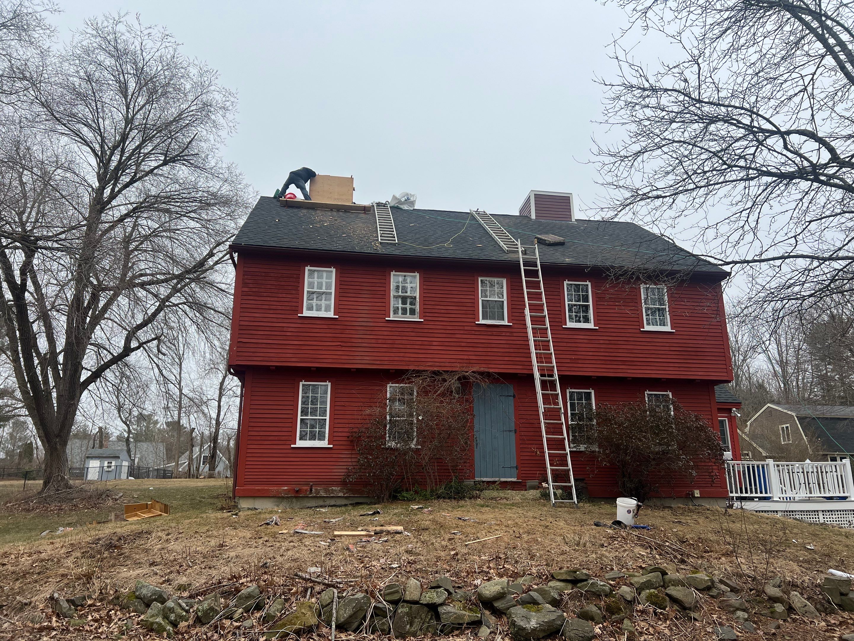 Framed Chimney Rebuild in York Maine by Tall pine roofing
