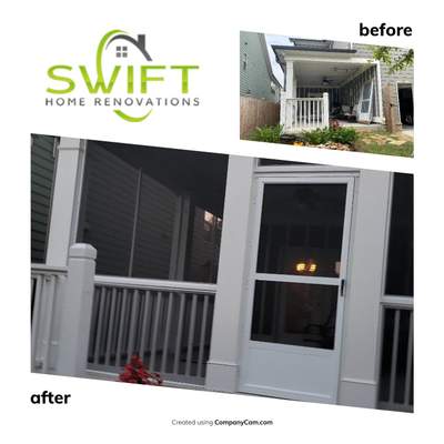 Custom Screened-In Porch Enclosure with White Railings in Smyrna