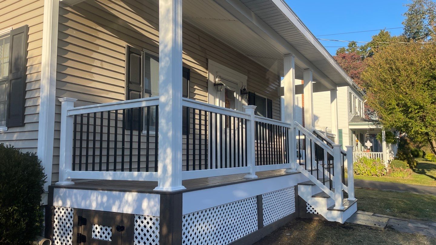 New Front Porch  using Deckorators Venture - Color Sandbar  by deck guardian