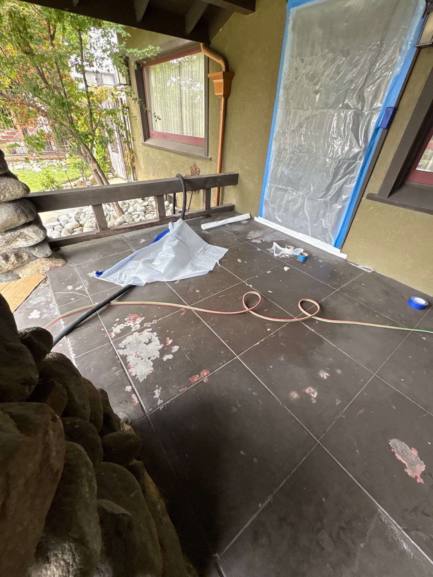 Sandblastig & Staining Front Concrete Porch In Los Angeles, CA by La Power Washing Inc
