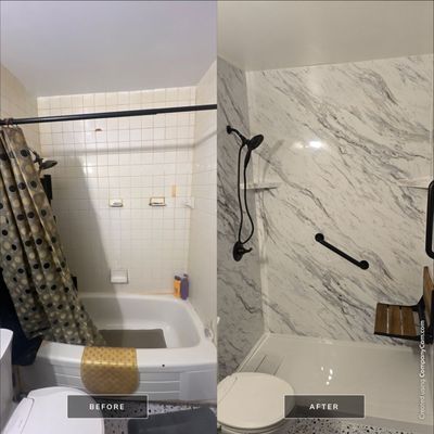 Beautiful tub to shower!