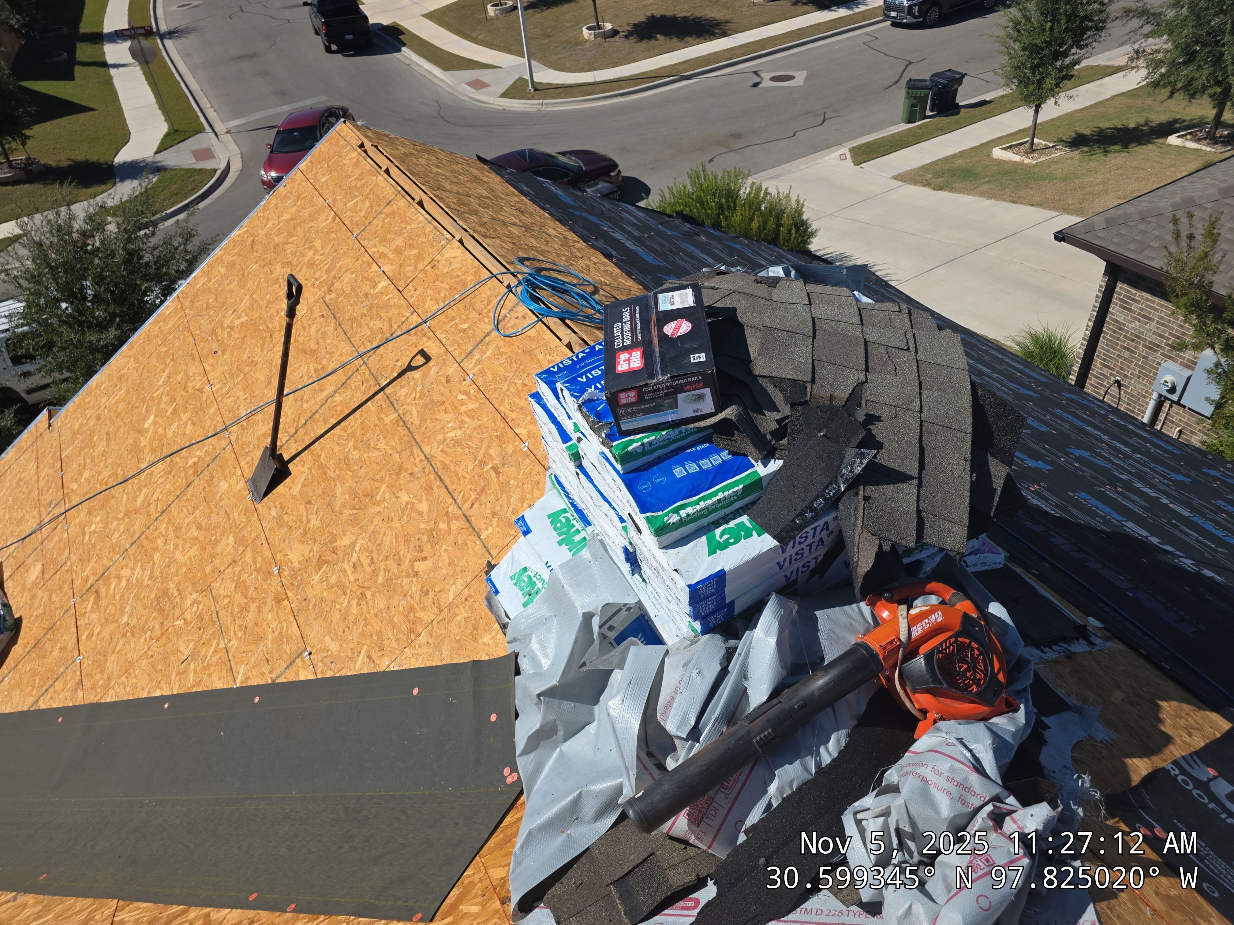 Hail Damage Roof Replacement and Sheathing Repair in Leander by Caliber Restoration LLC