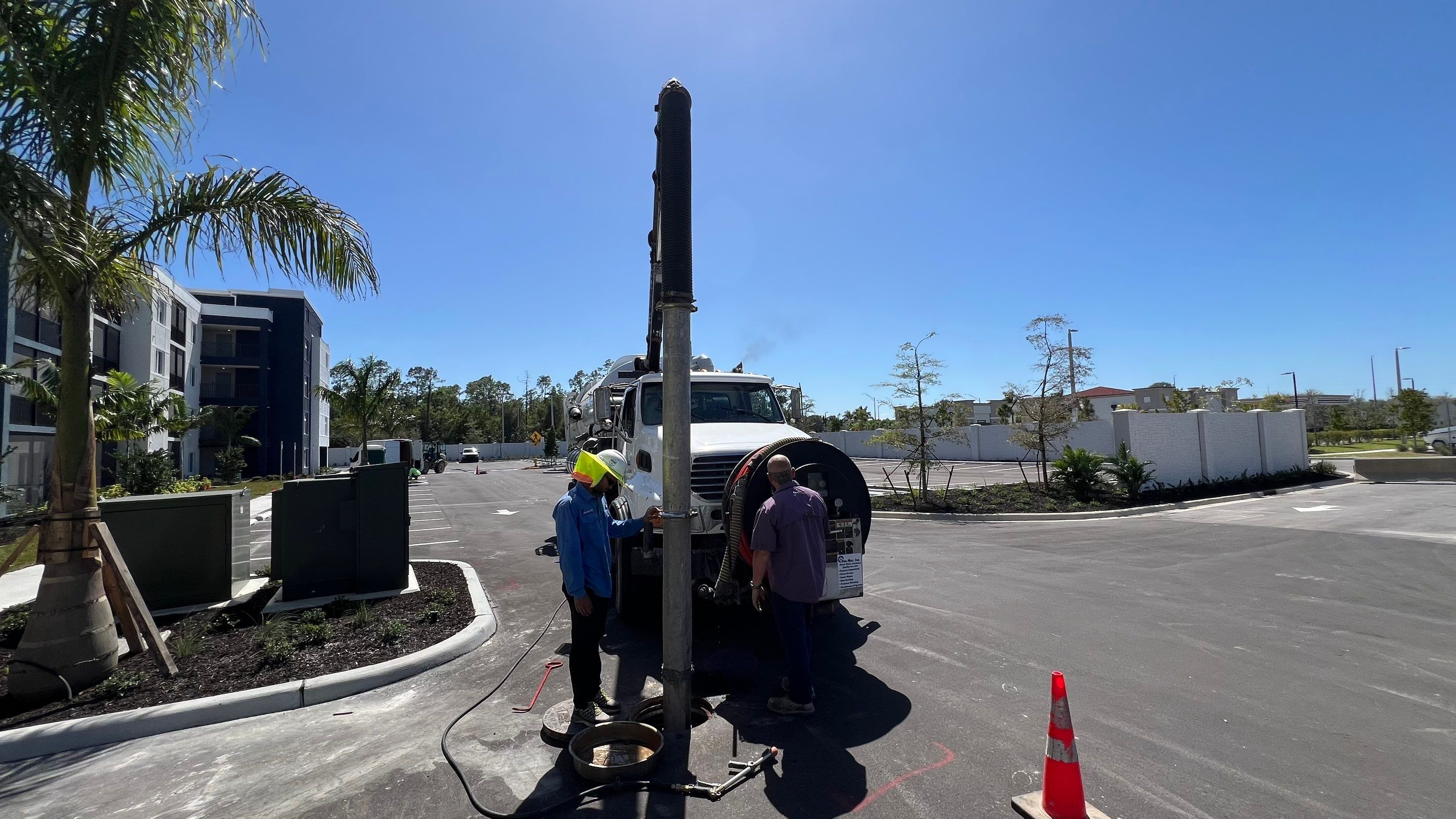 New Construction Apartment Complex Stormwater System and Sewer System Cleaning by Don Mar, Inc. Storm Water Solutions