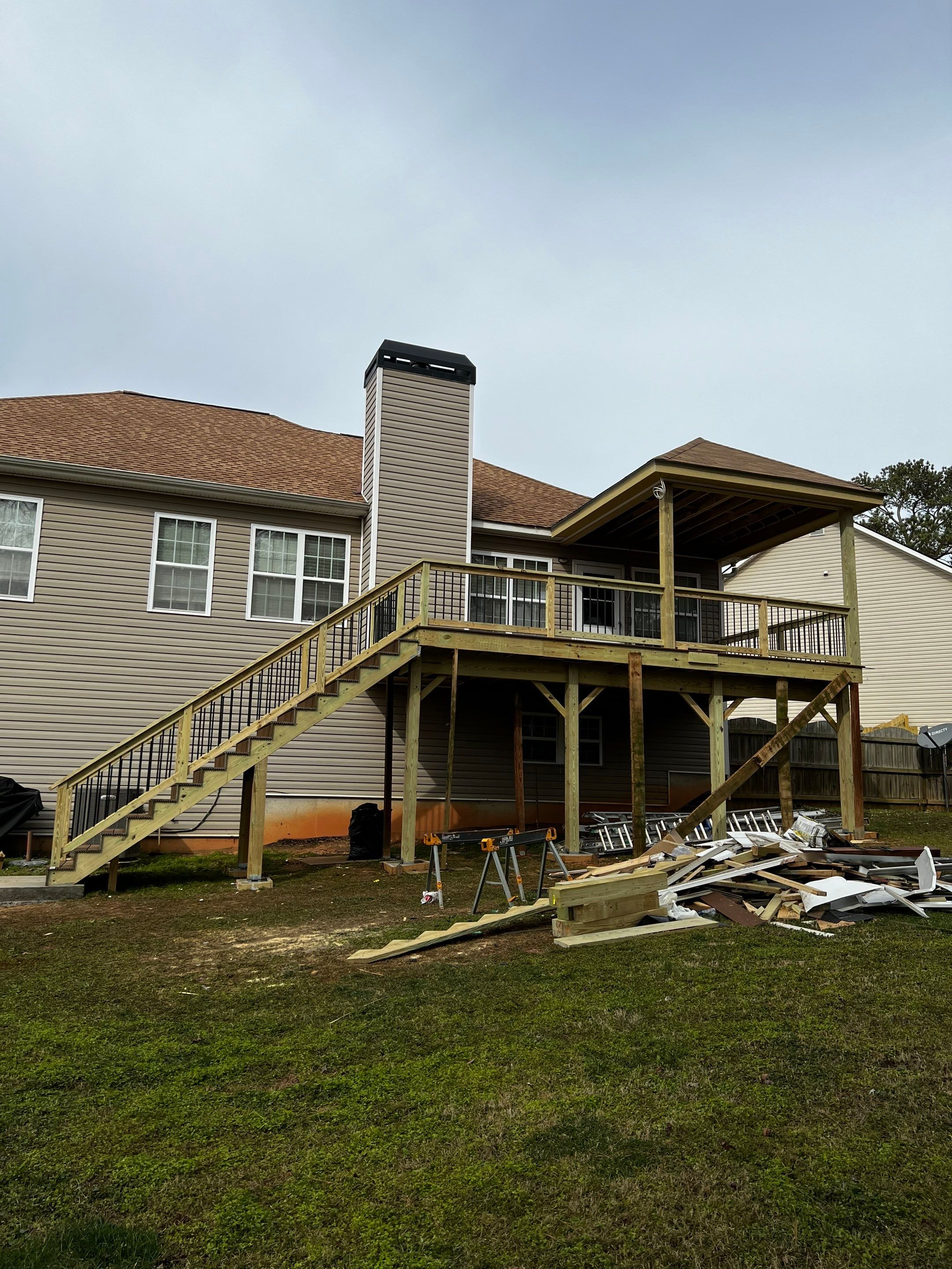 Custom Elevated Deck and Covered Porch Addition in Douglasville by Swift Home Renovations