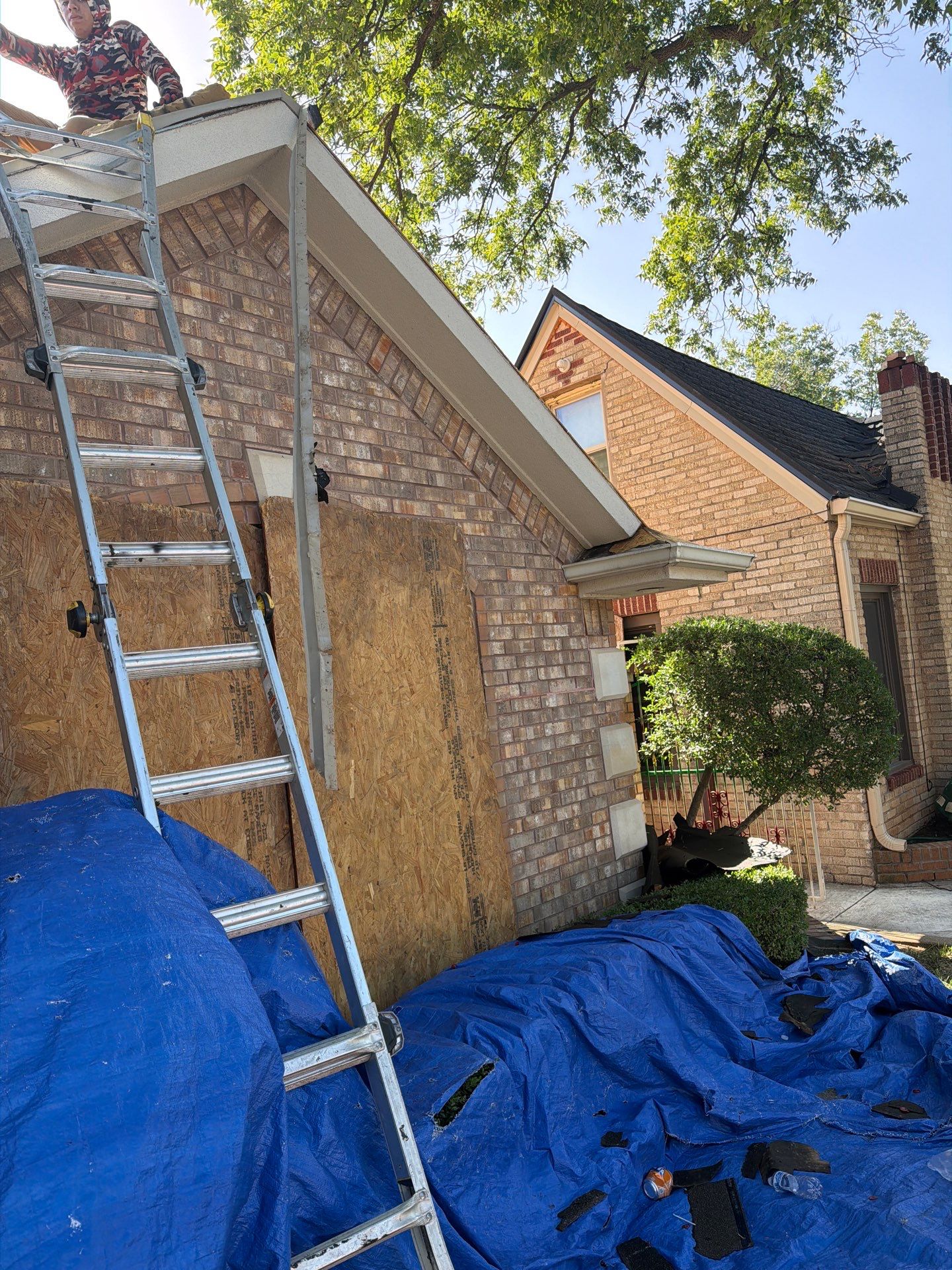 Residential Roof Replacement Featuring New OSB Sheathing in Wichita Falls by Shearman Roofing & Construction
