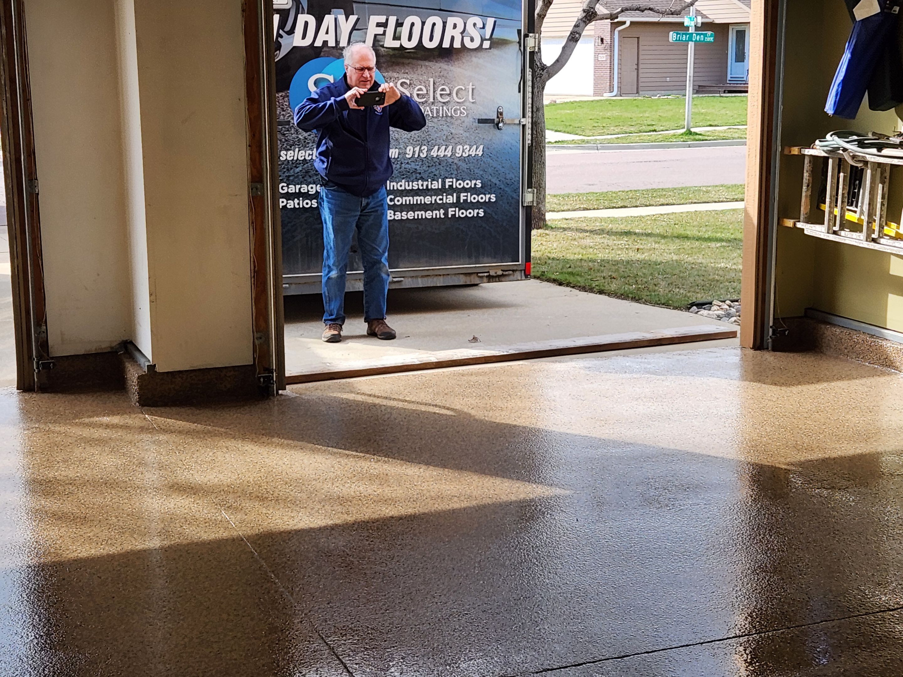 Sioux Falls Garage Floor Concrete Coating with Textured Aggregate by Select Painting, Coatings & Garage Cabinets