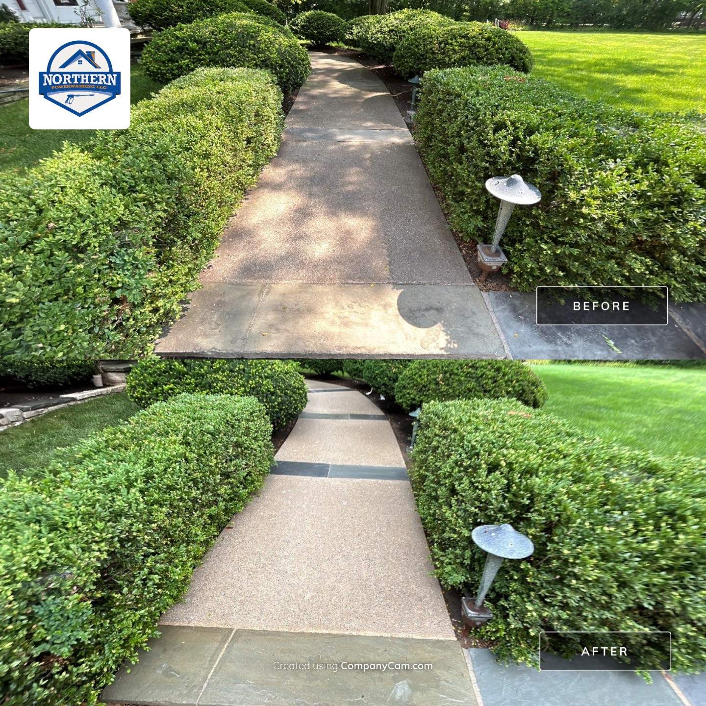 Housewashing  using Algaecide, soft wash soap by Northern Power Washing LLC.