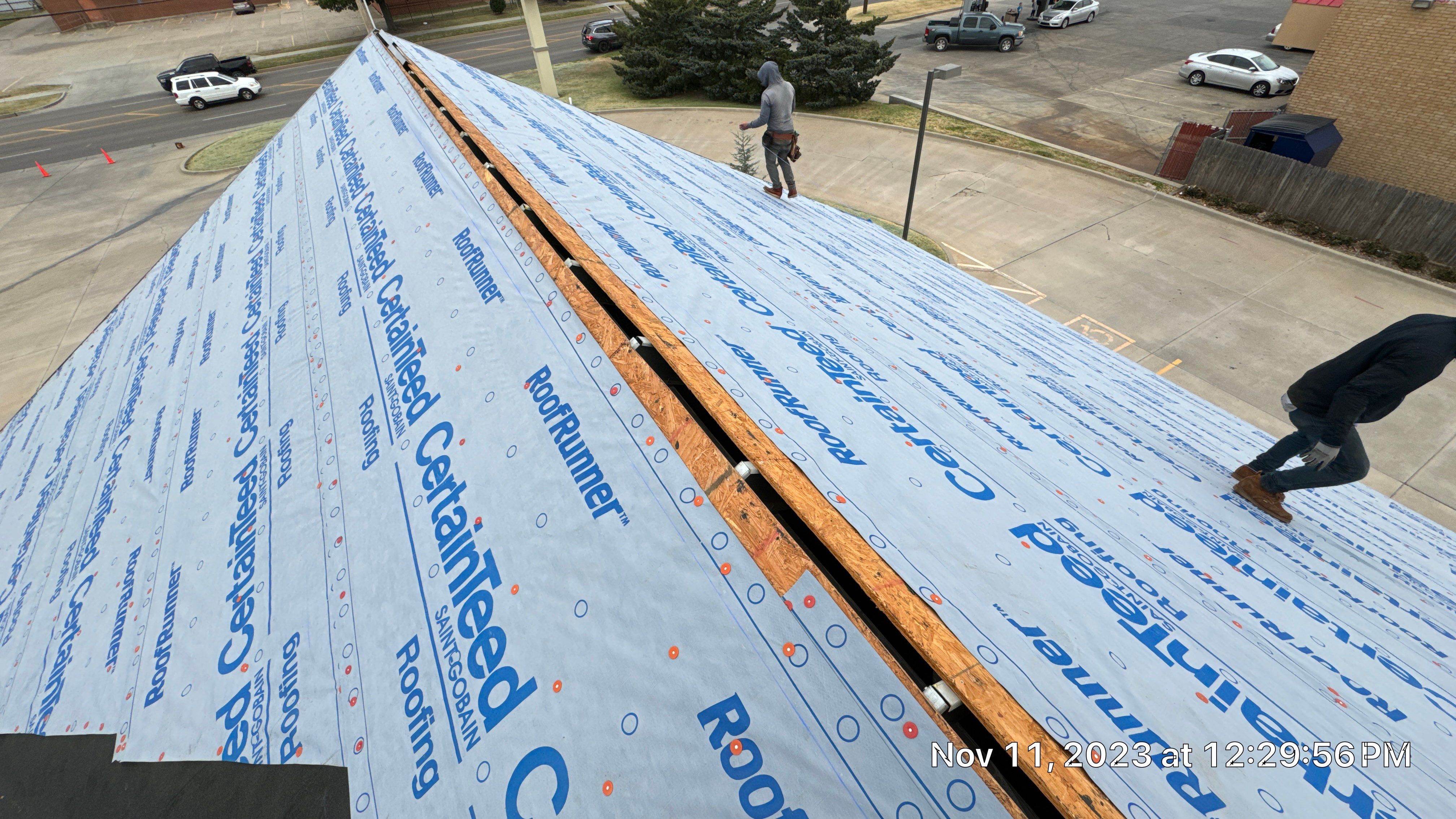 Commercial Roofing Installation using Certainteed Belmont IR by Castillo Roofing