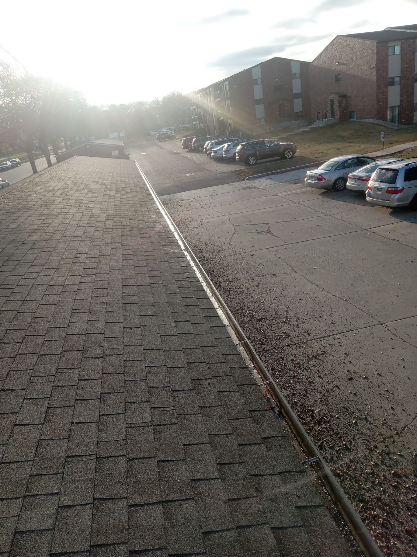 Commercial gutter cleaning Bismarck, ND after photo with clean gutters