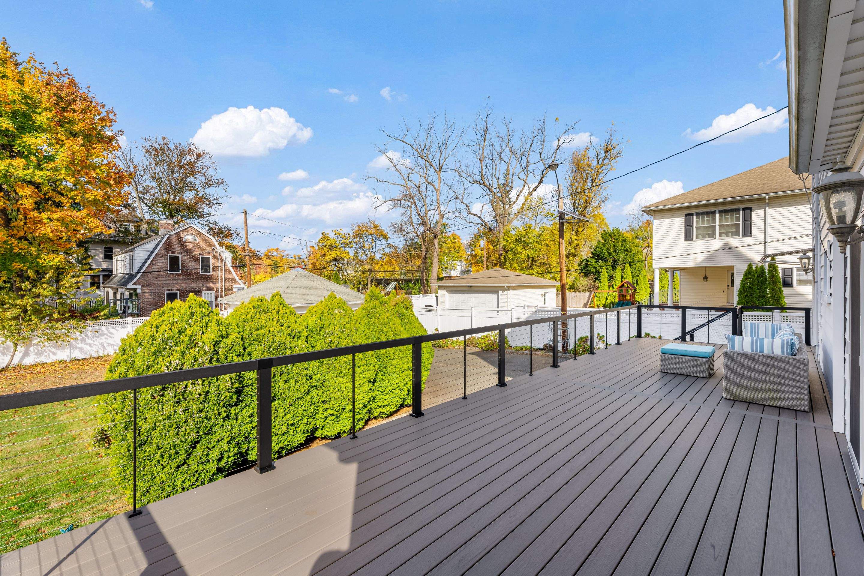 new deck with cable rails in Montclair NJ by deck guardian