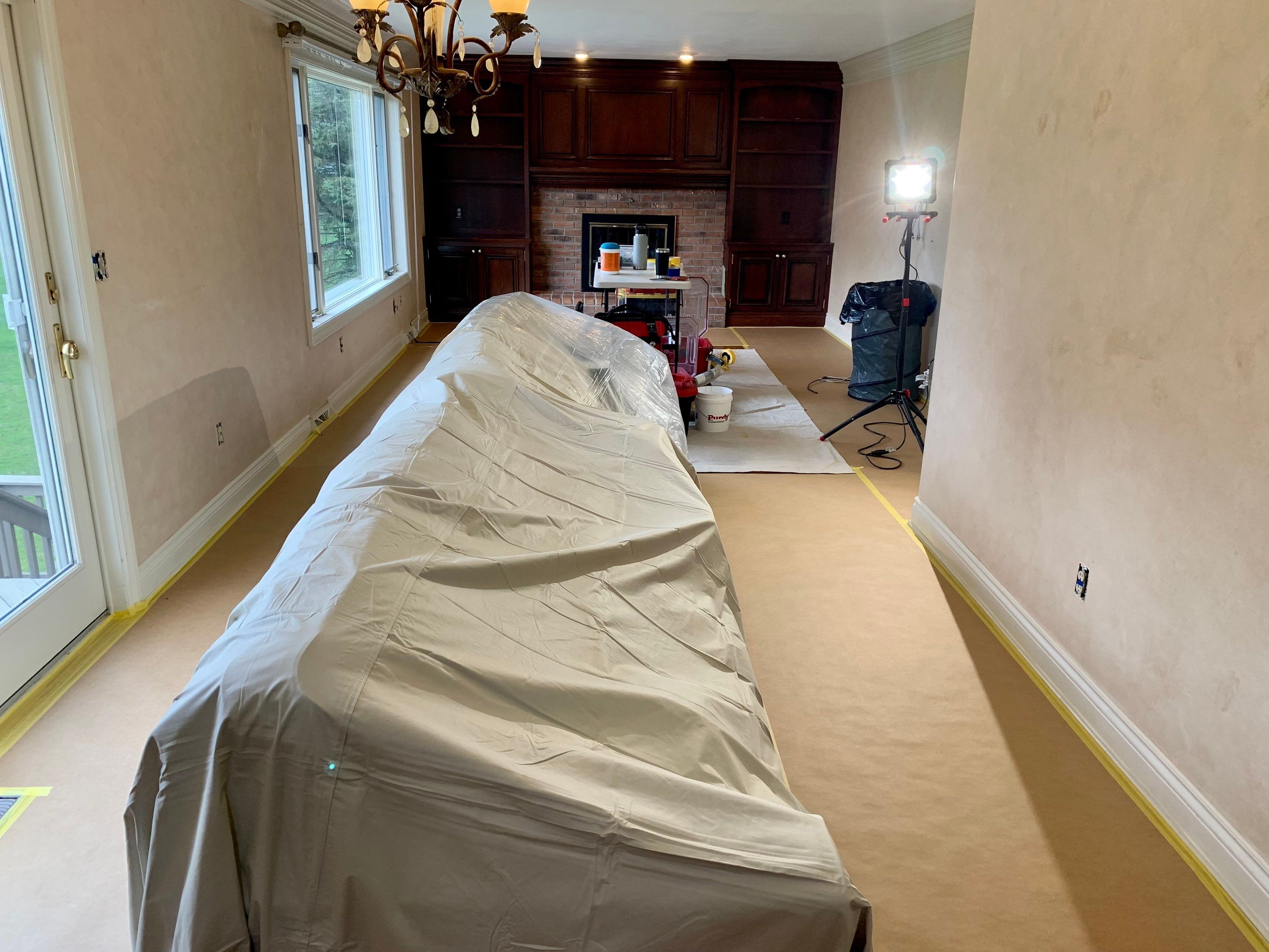 Fireplace/Mantle and Painting Stenciled Walls by Empire Painting Services, LLC