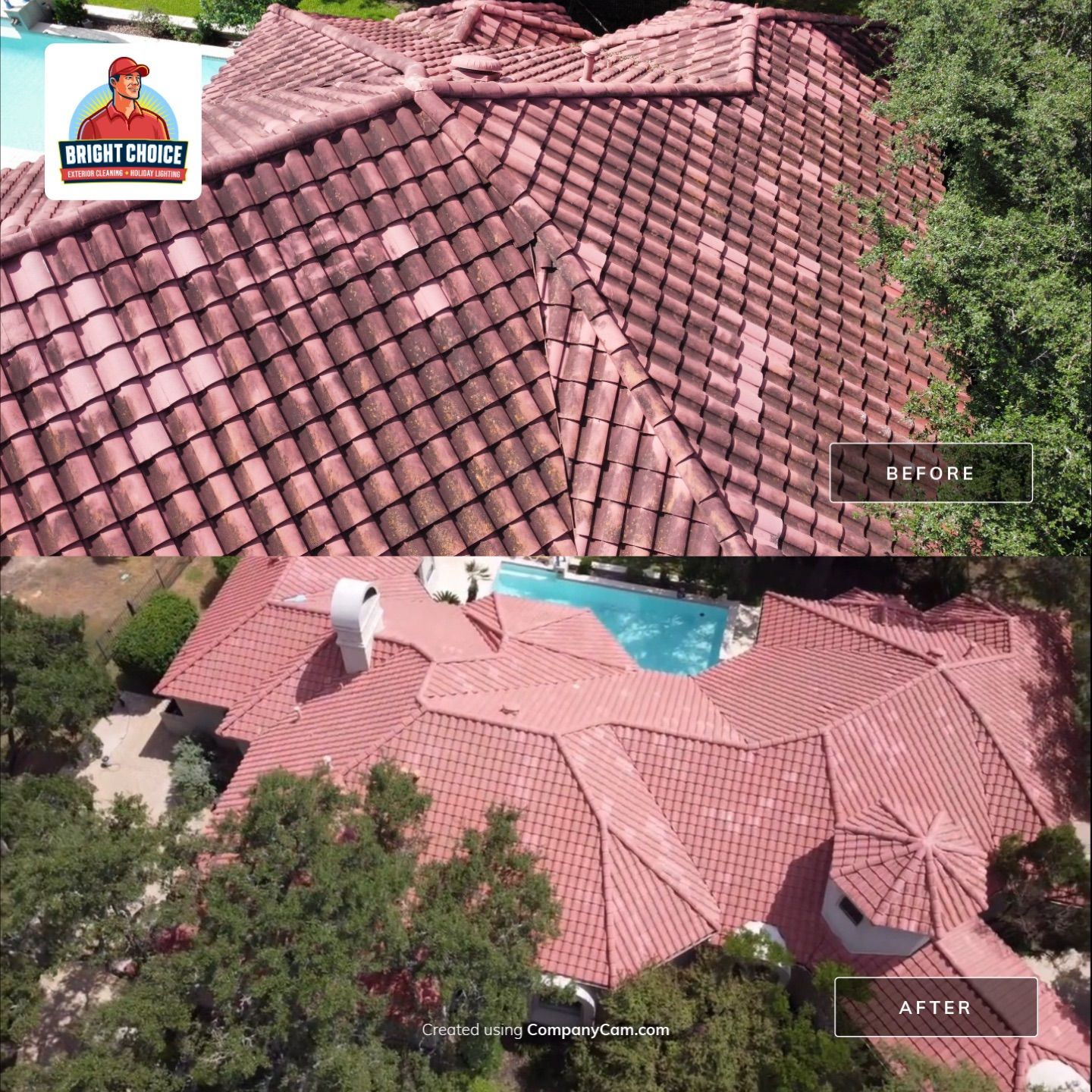Tile Roof Wash Project in San Antonio by Bright Choice
