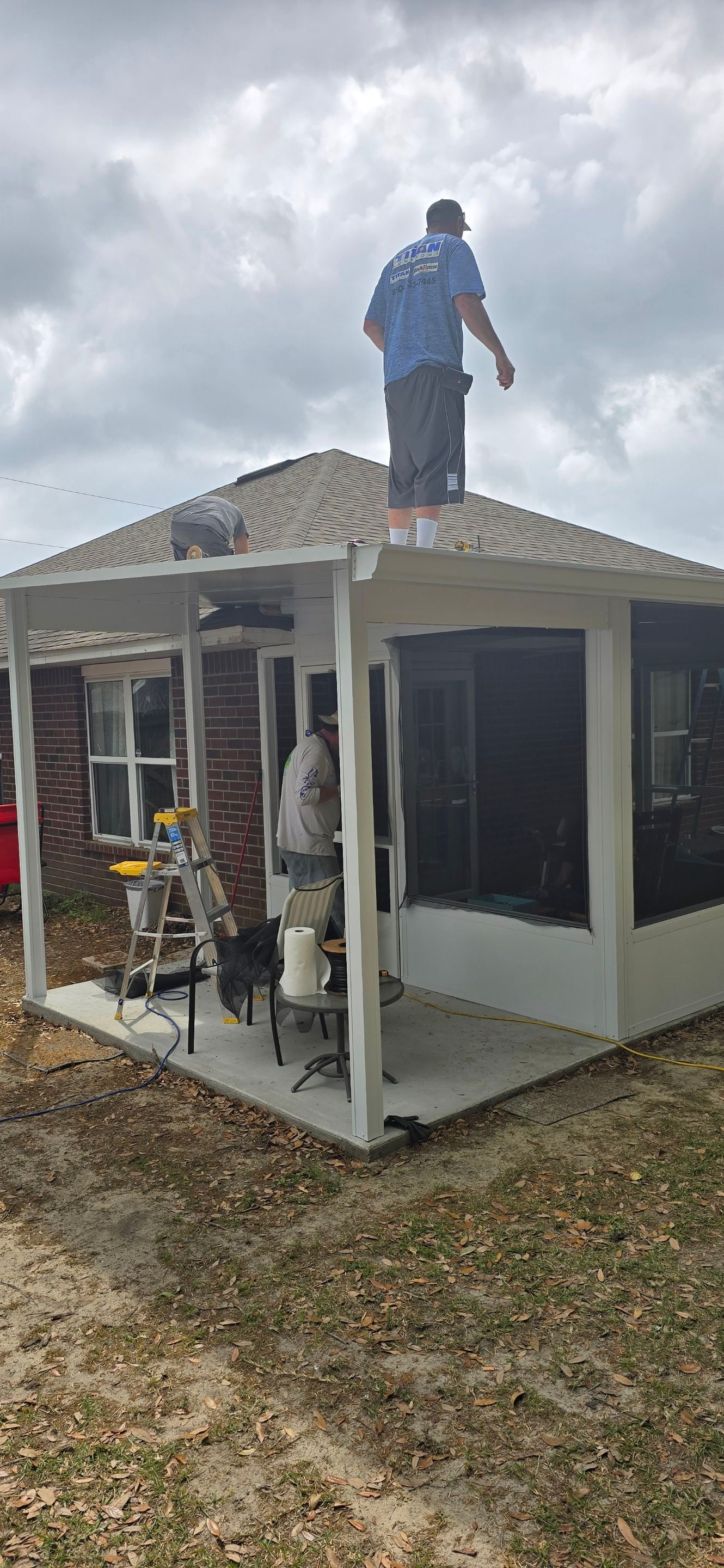 Screen Room w/Adjacent Patio Cover by Titan Sunrooms