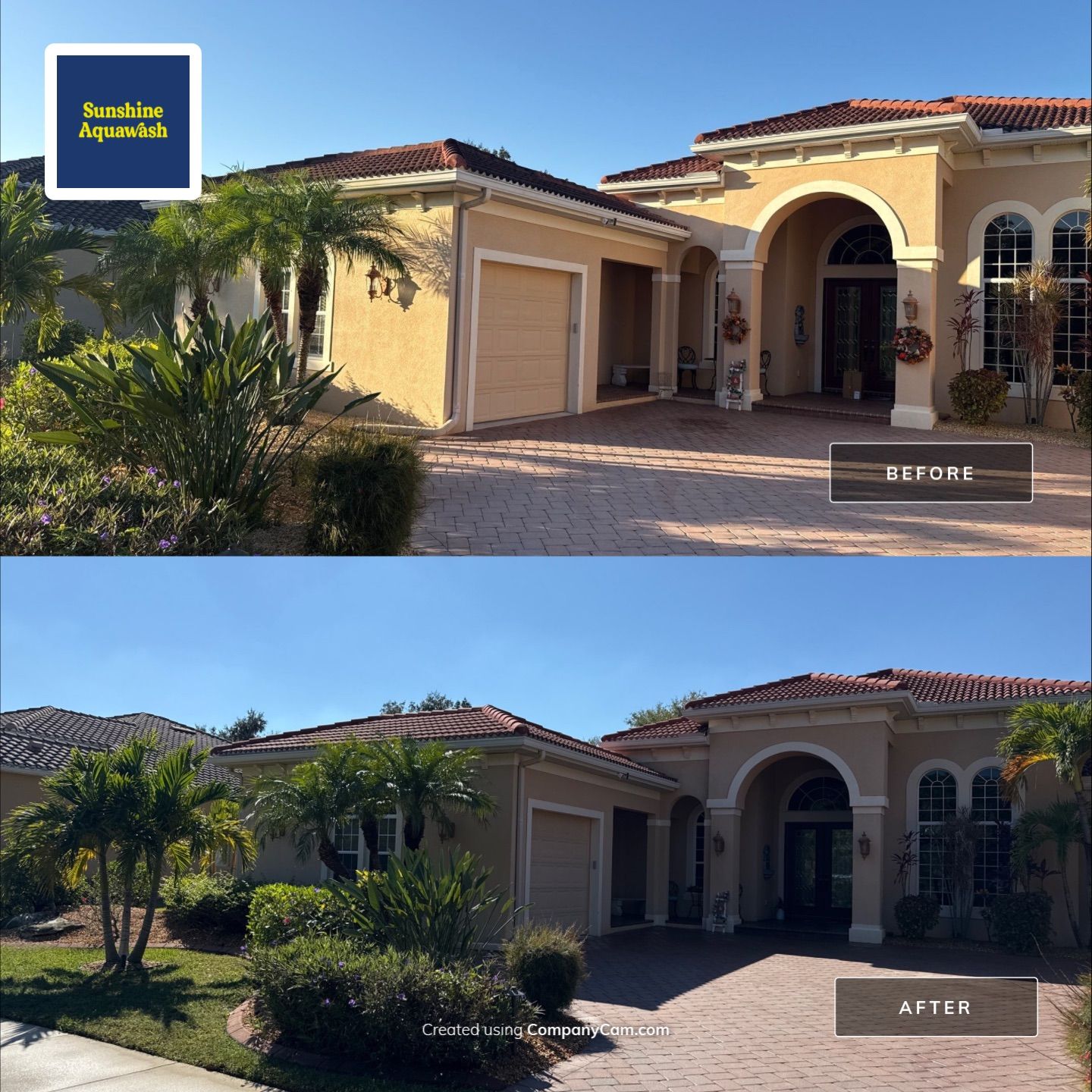 Tile Roof Cleaning & Oil Stain Removal | Tara River Place, Bradenton FL by Sunshine AquaWash