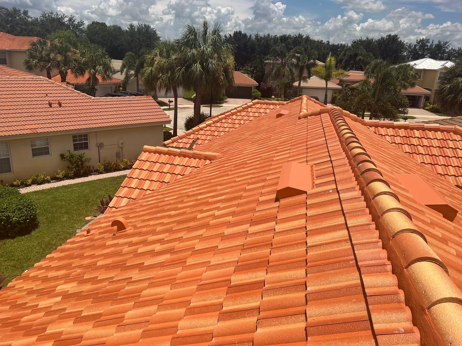 Residential Roofing Installation using Villa 900 Mission Sunset Tile by Durabilis Roofing INC