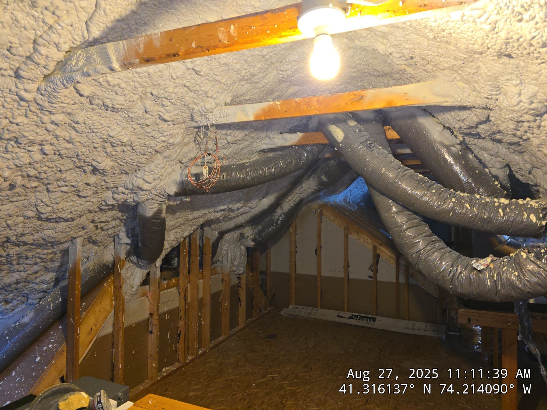 Attic Insulation using open cell spray foam by NYS Foam & Energy