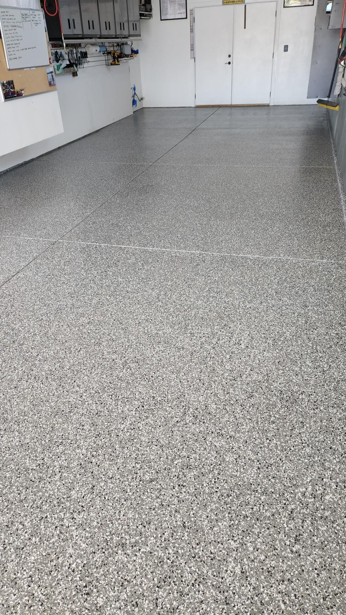 Garage Transformation using Smoke Colorway by Croc Coatings, LLC
