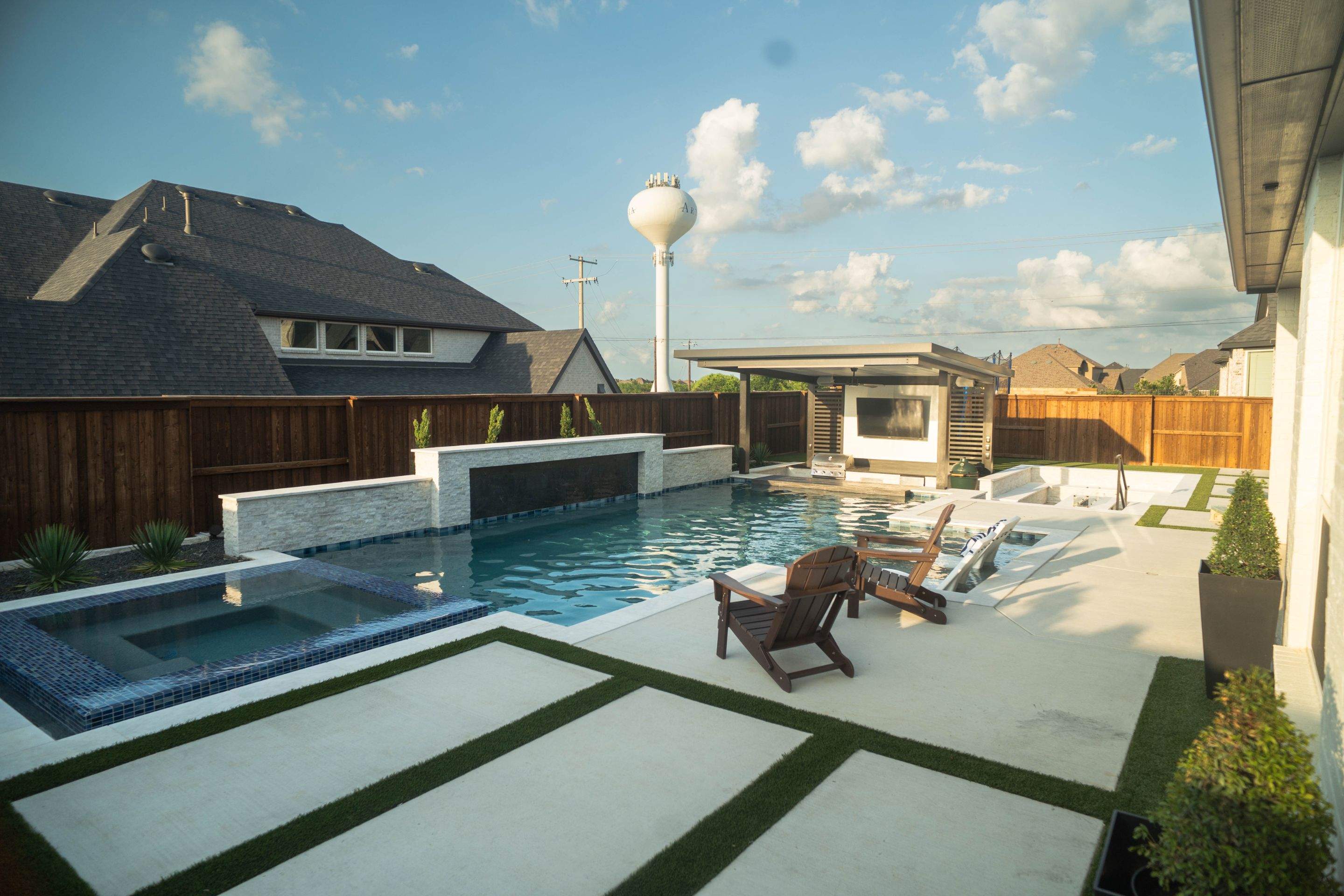 Jumbo Pool, Spa, and Sunken BBQ and Fire Pit by Pinnacle Pools and Spas - DFW