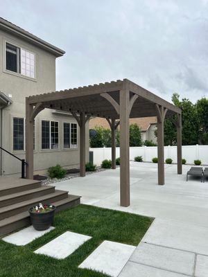 Poolside Concrete Patio Pergola