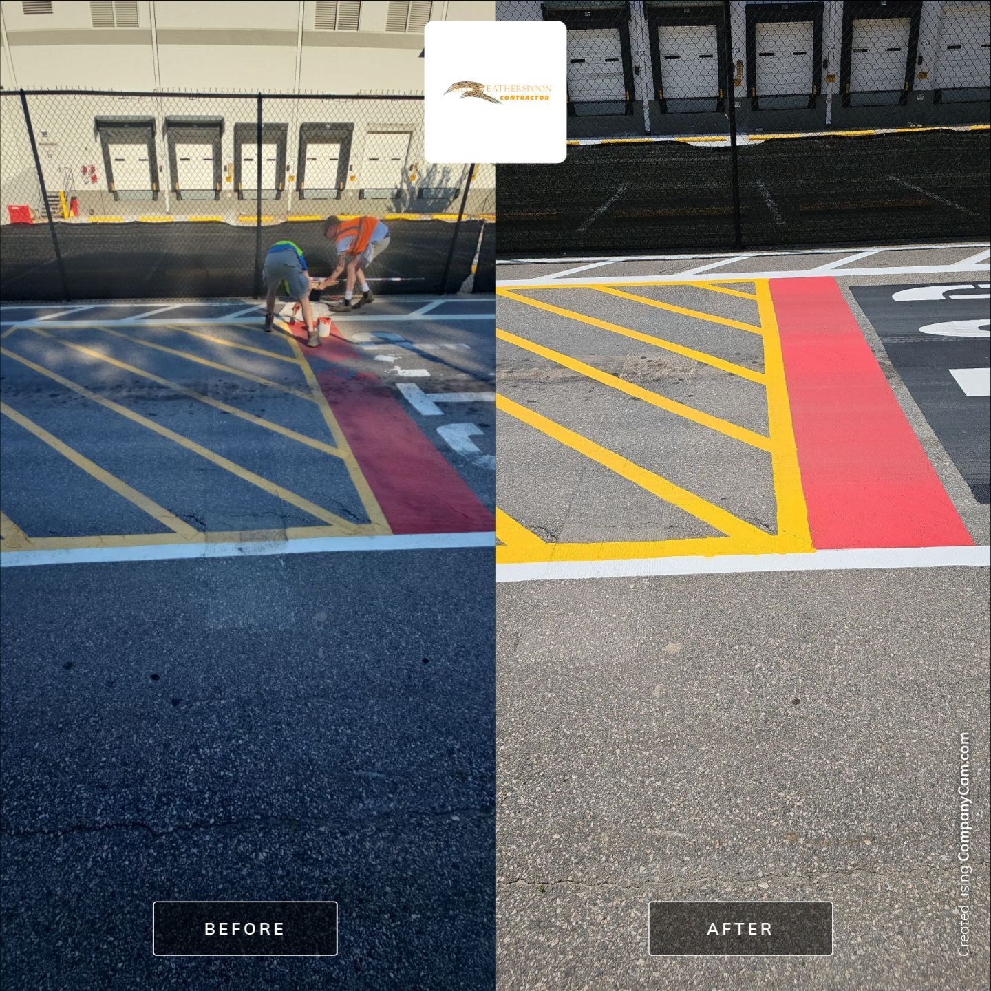 Striping Amazon Parking Lot  by Billy Weatherspoon Contractor