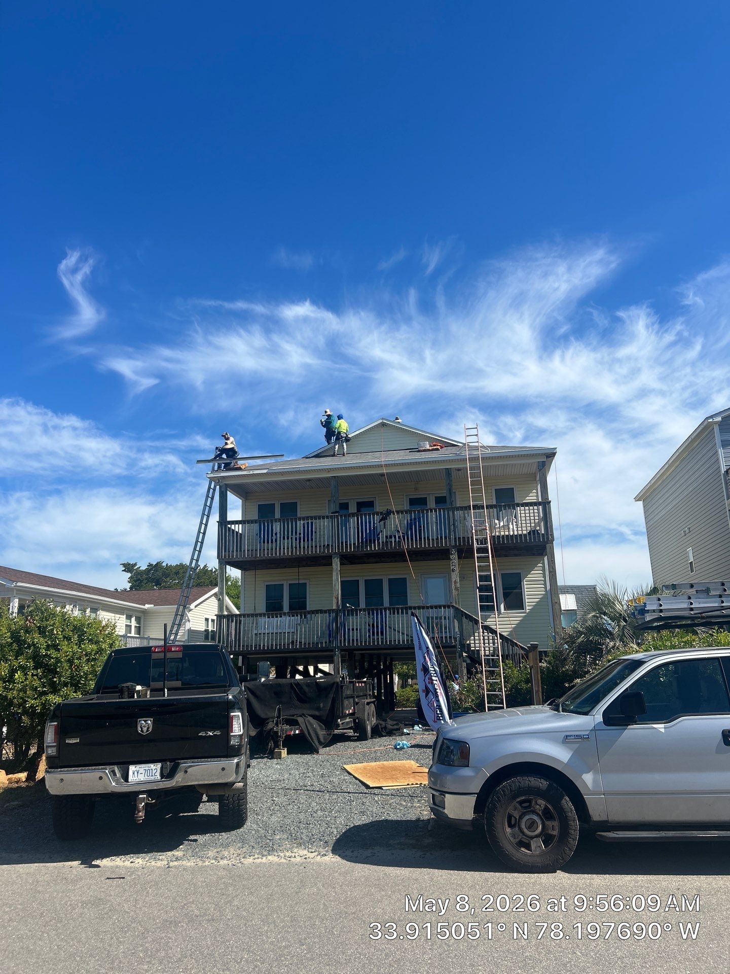Oak Island Roof Replacement with CertainTeed Landmark PRO Moire Black by RGR Construction and Roofing, LLC