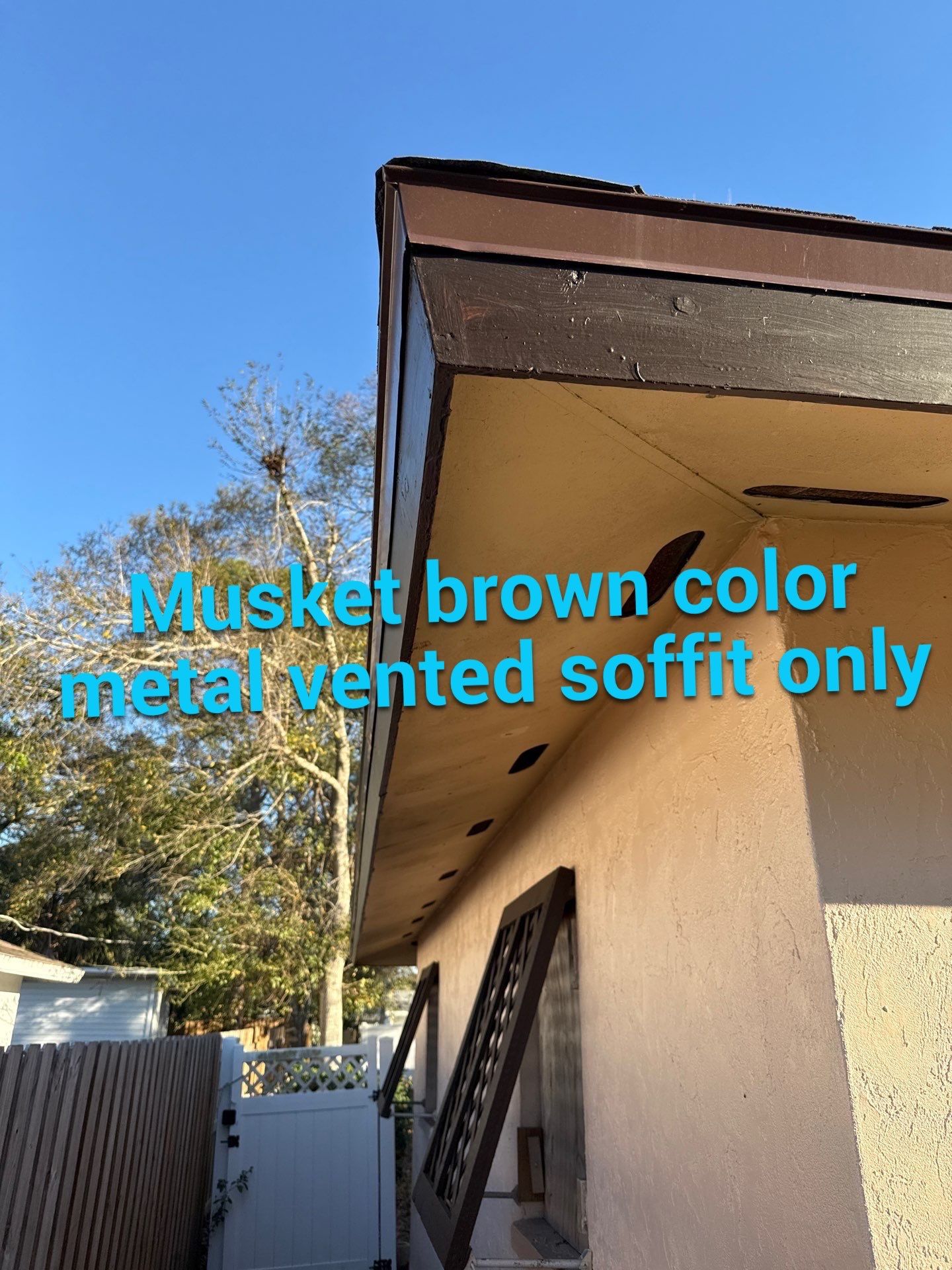 Musket Brown Soffit Installation in Sarasota FL by Gutter Professors