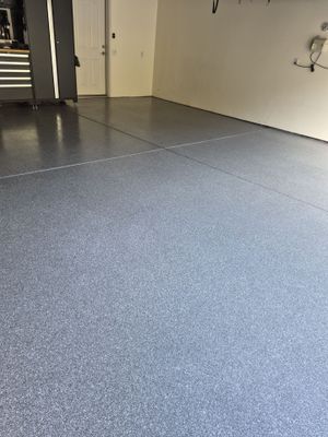 Liberty Lake Garage Transformation with Turquoise Hybrid Polyurea Floor