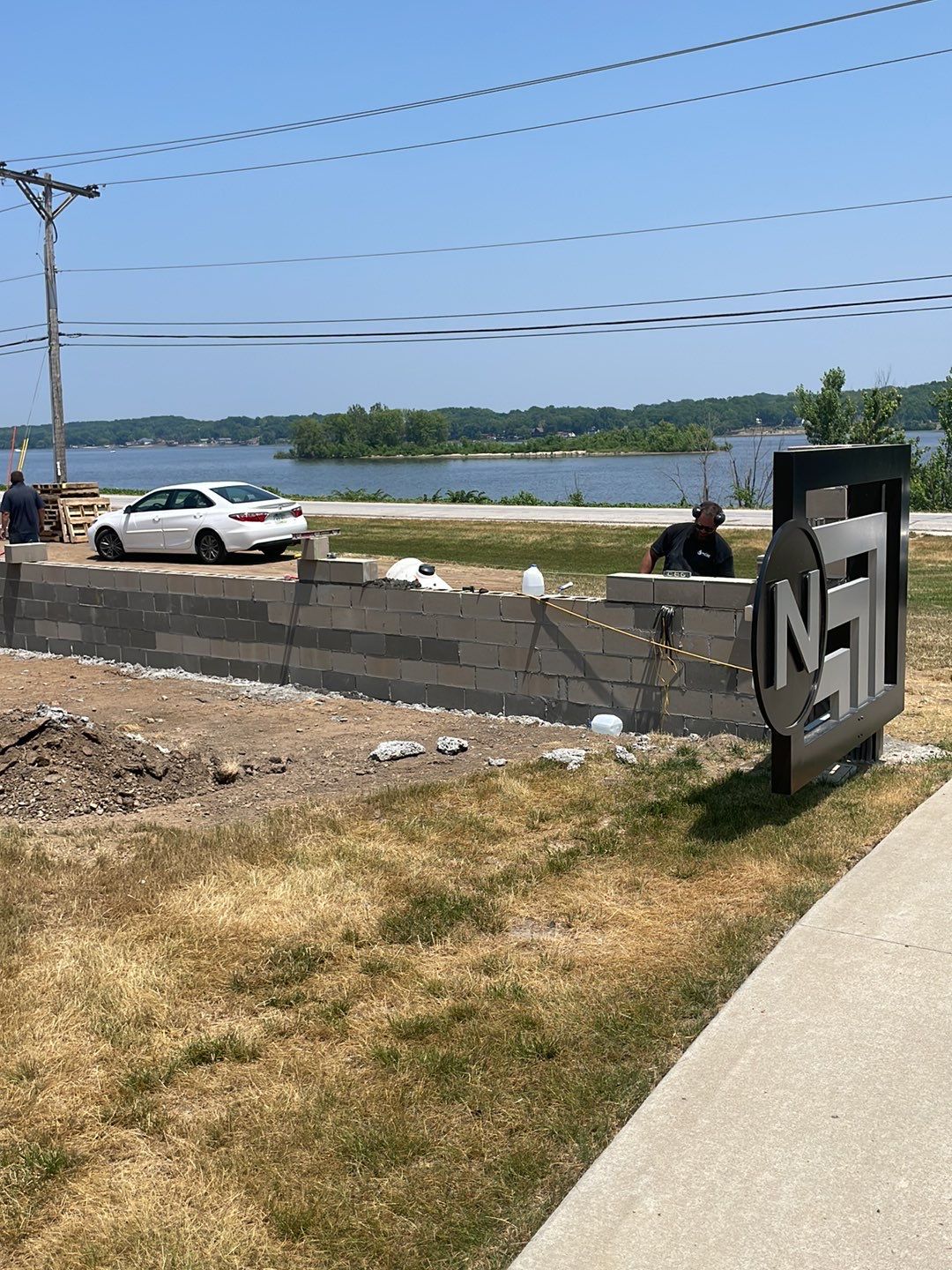 Fence / Retaining Wall using Block then parge by ACE Waterproofing & Basement Solutions