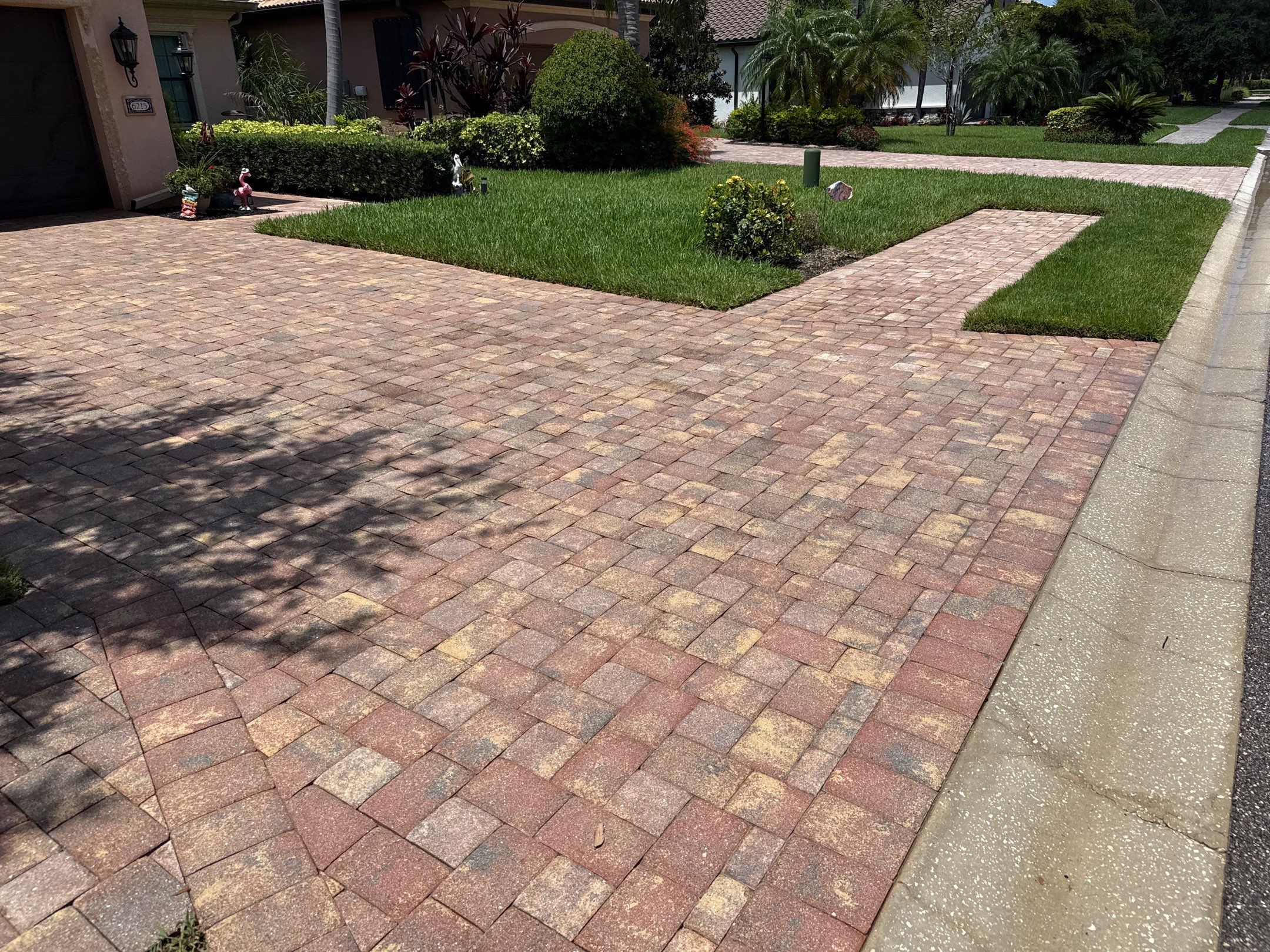 Paver Driveway, Sidewalk & Curbing Cleaning — Bougainvillea Place, Ellenton, FL by Sunshine AquaWash
