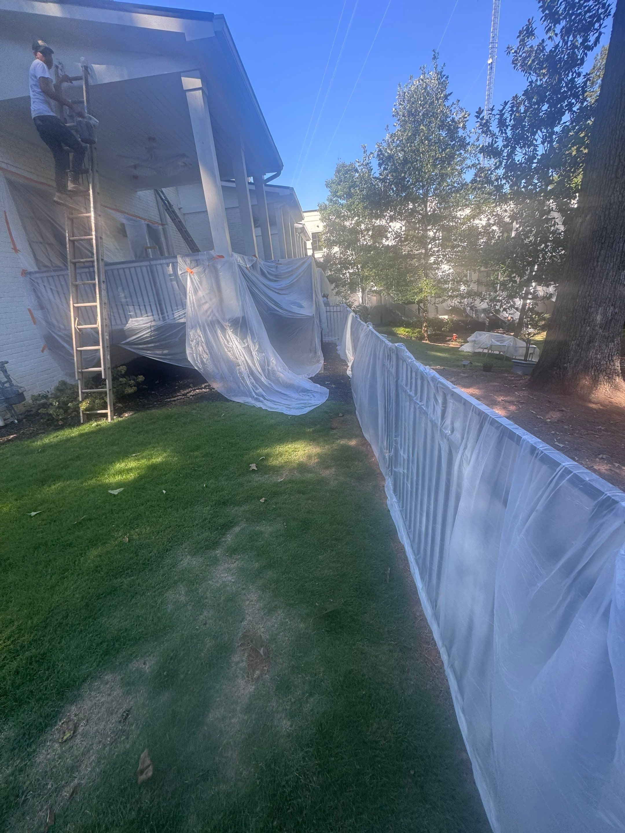White Masonry Painting and Porch Refinishing in Atlanta by PGP Surface Solutions, LLC