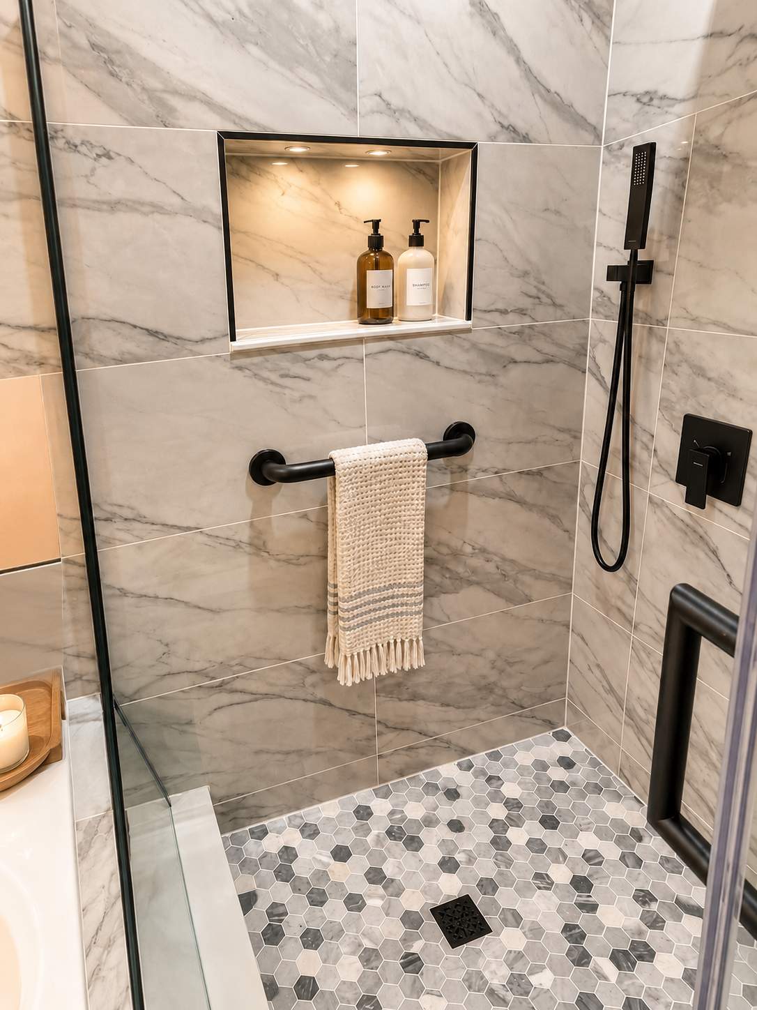 Modern Bathroom Remodel with Custom Walk-In Shower & Soaking Tub by Remodel Now