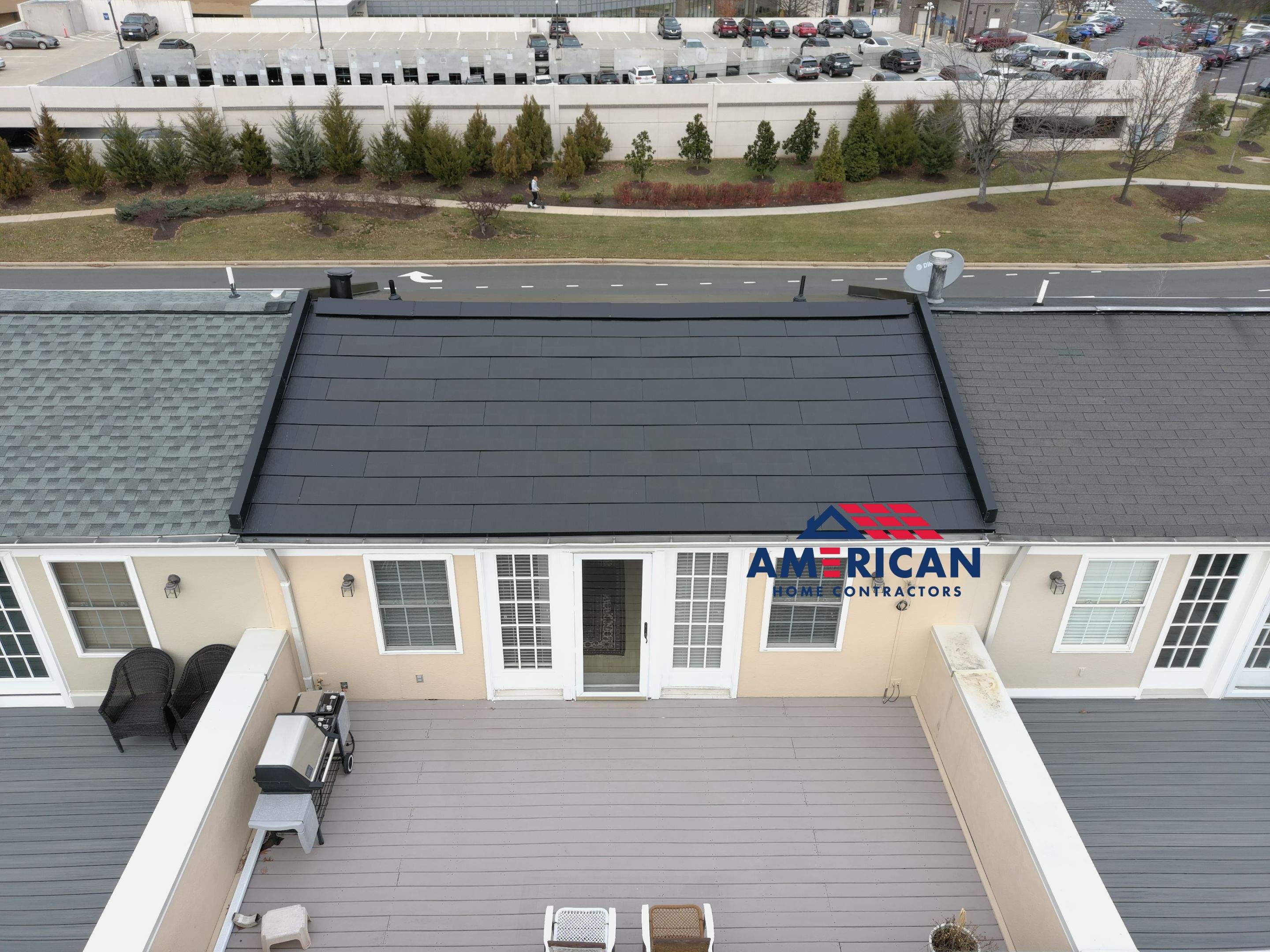Tesla Solar Roof on a Townhouse in Reston, VA by American Home Contractors