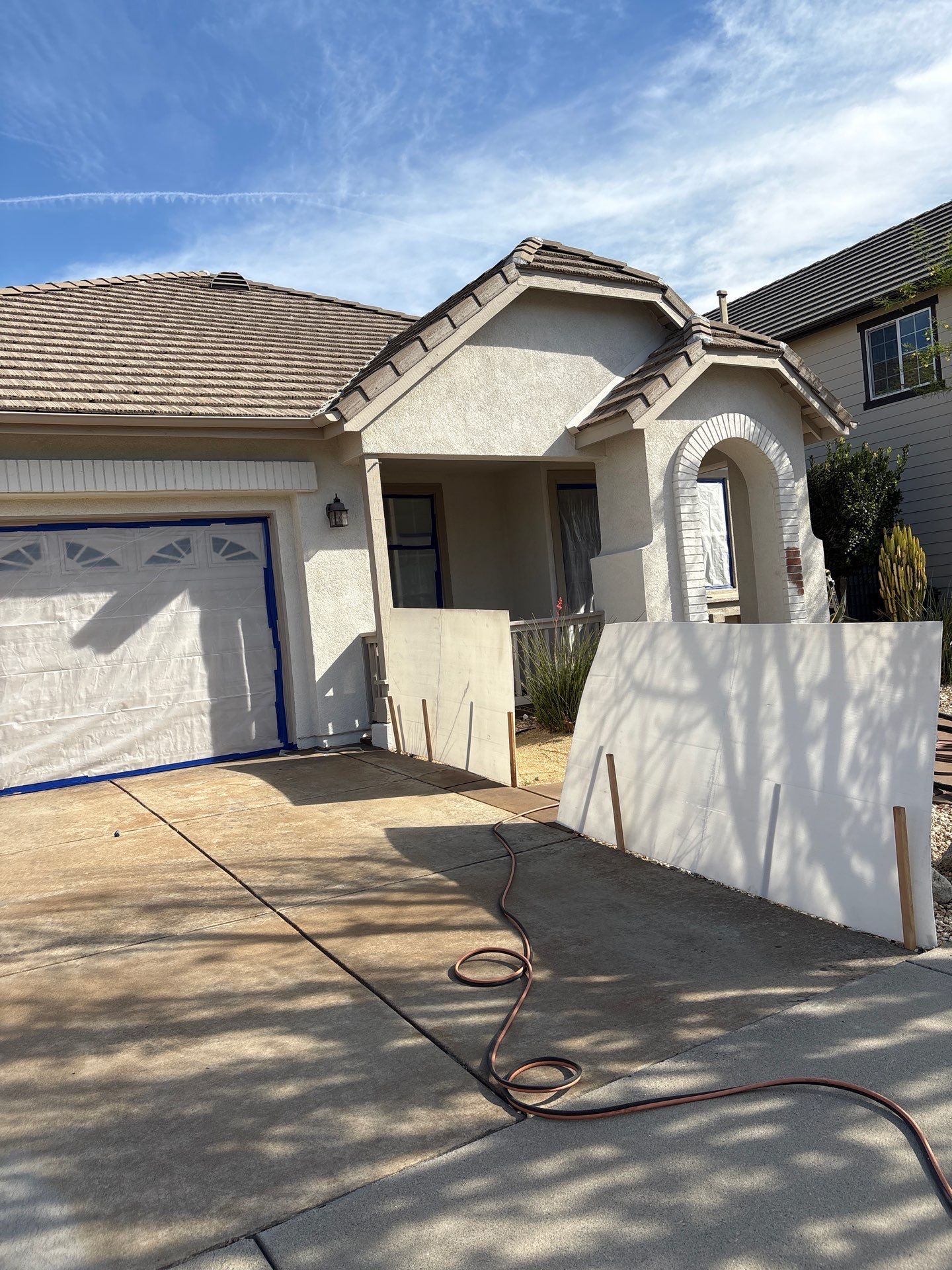 Sandblasting & Staining Concrete Driveway In Rancho Cucamonga, CA by La Power Washing Inc