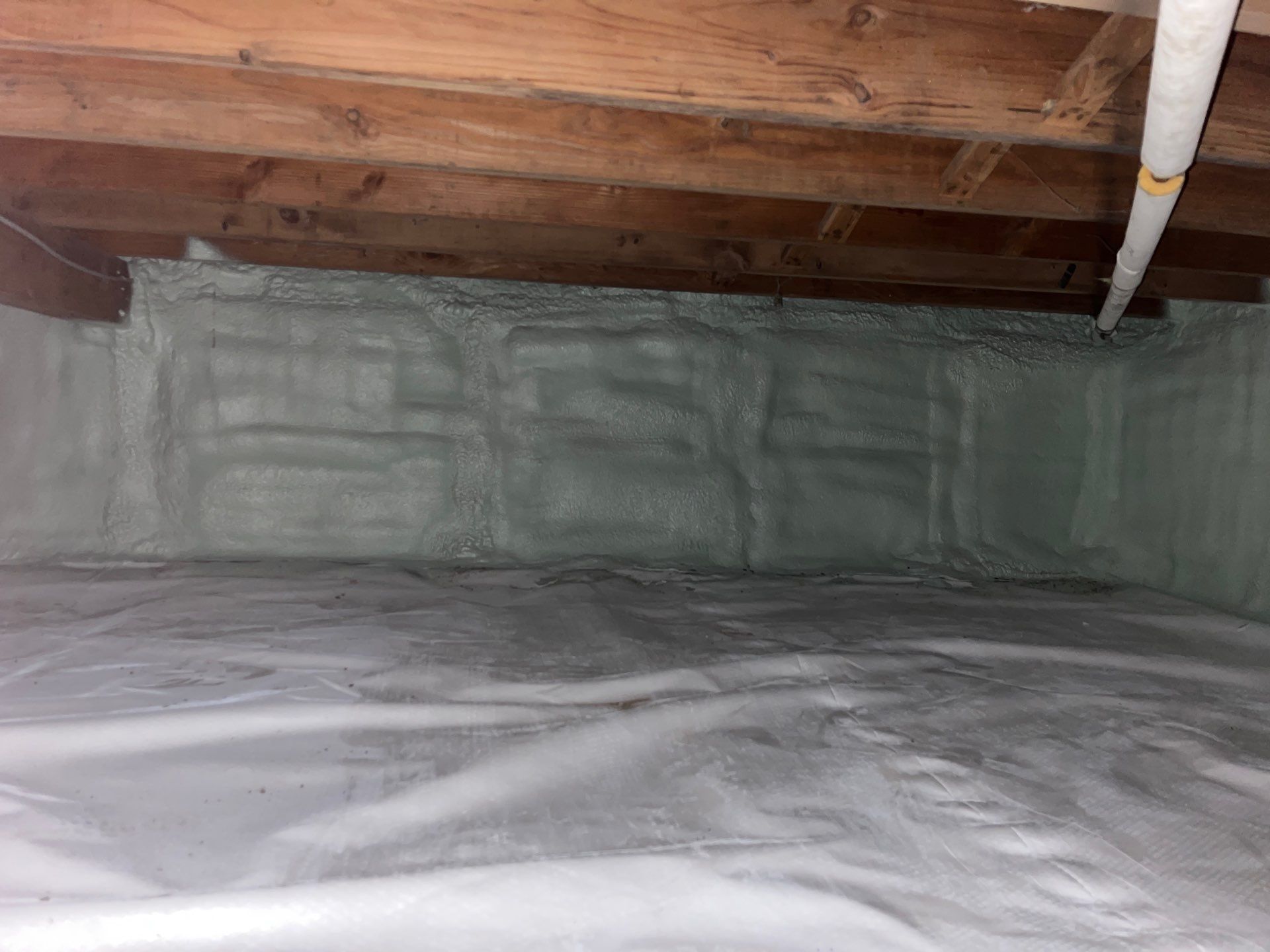 Basement Exterior Walls using Crawl Space Liner by NYS Foam & Energy