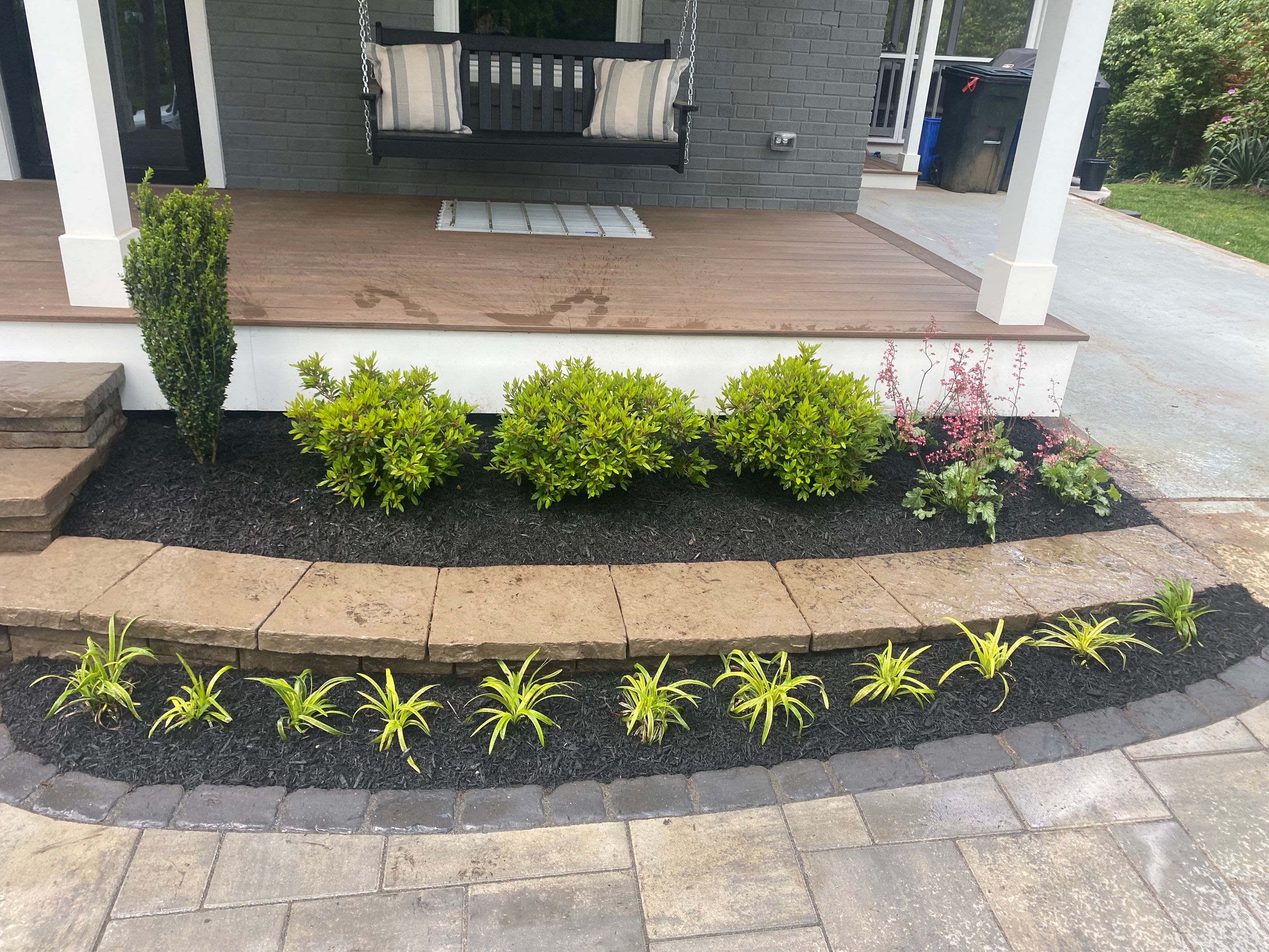 Retaining wall, walkway, small patio and landscape install by The Smet Companies, LLC