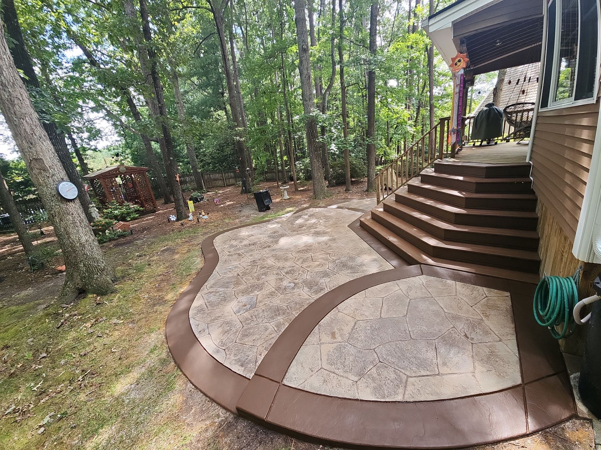 Stamped Concrete and Weathered Deck by DuraSeal