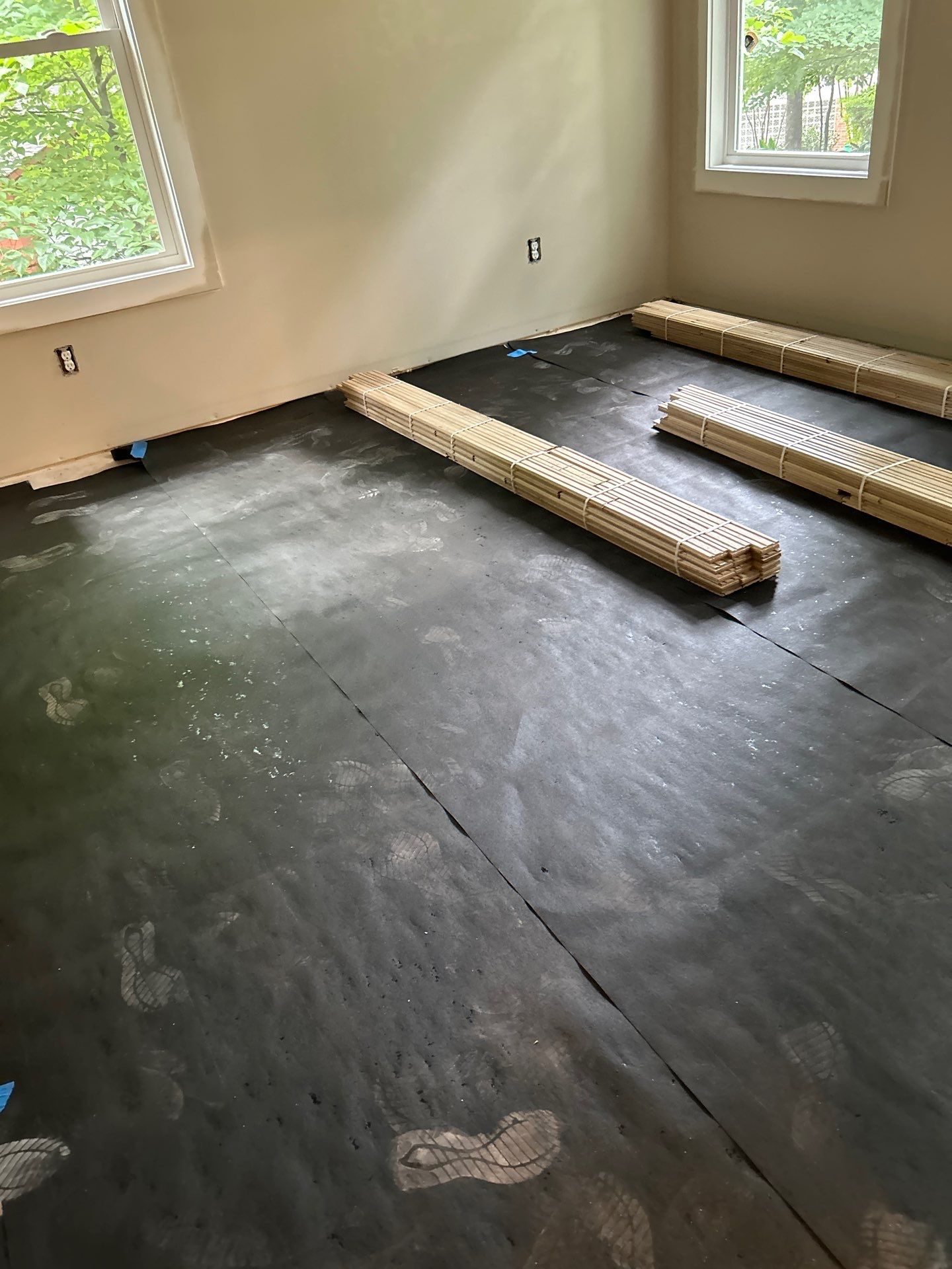 Remodel with existing and new white oak by Footprints Floors of East Atlanta