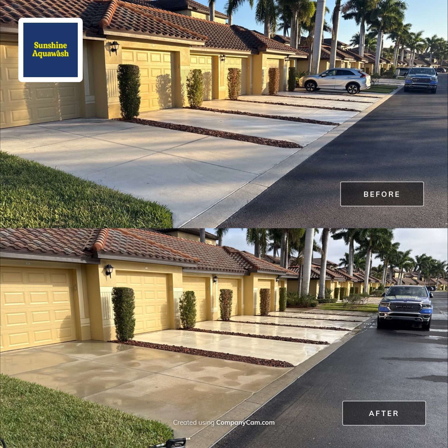 HOA Condo Concrete Driveway & Sidewalk Cleaning – River Strand Community, Bradenton, FL by Sunshine AquaWash