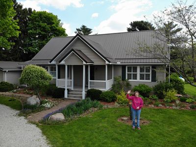Burnished Slate Exposed Fastener Metal Roof That Withstood a Tornado in Ligonier, Indiana