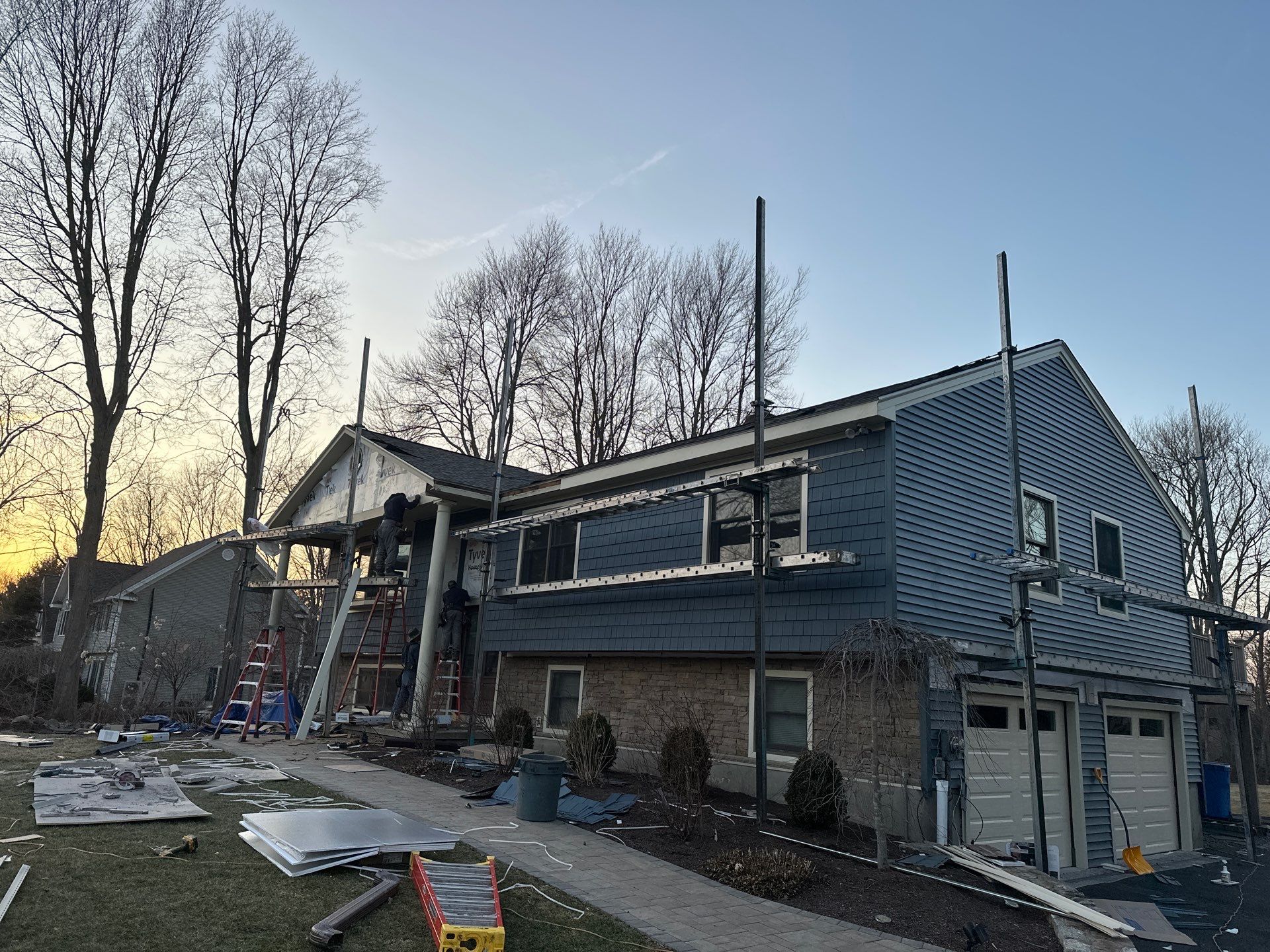 Residential Roofing Installation using Owens Corning Duration Driftwood Siding Installation Using Cedar Impressions Pacific Blue by A Plus Exterior