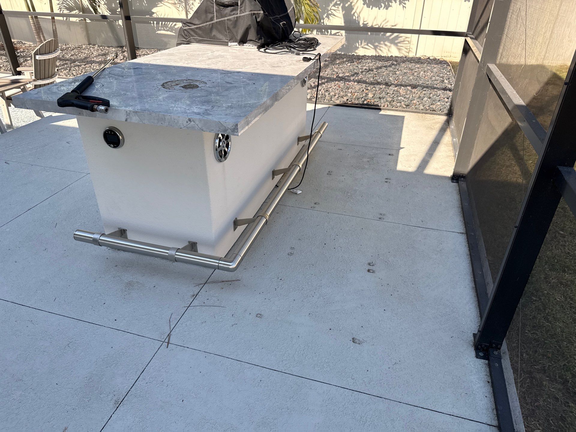 Painted Pool Deck & Screen Enclosure Cleaning | Heron Creek, Palmetto FL by Sunshine AquaWash