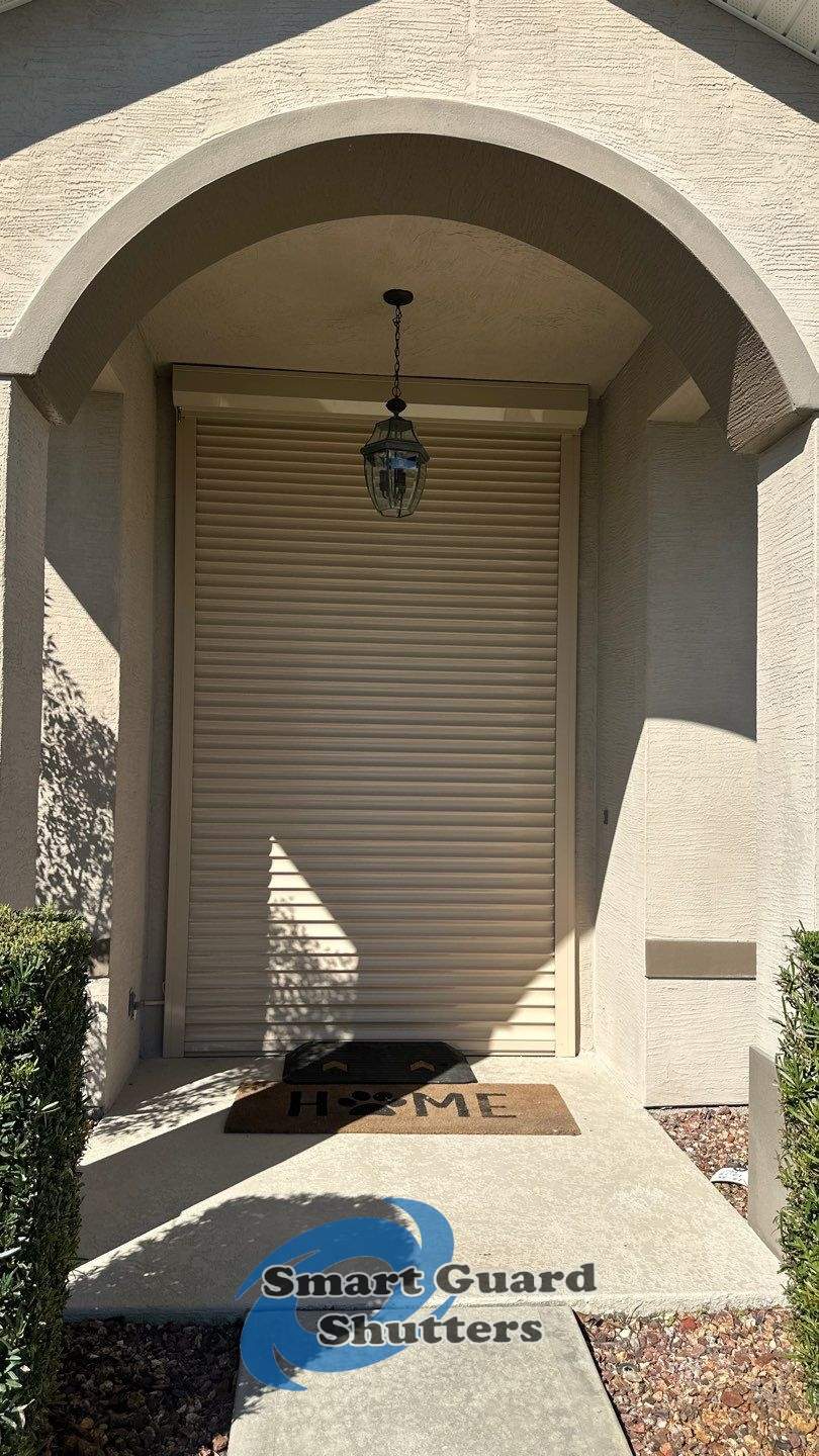 Rolling Shutter in Beige by Smart Guard Shutters