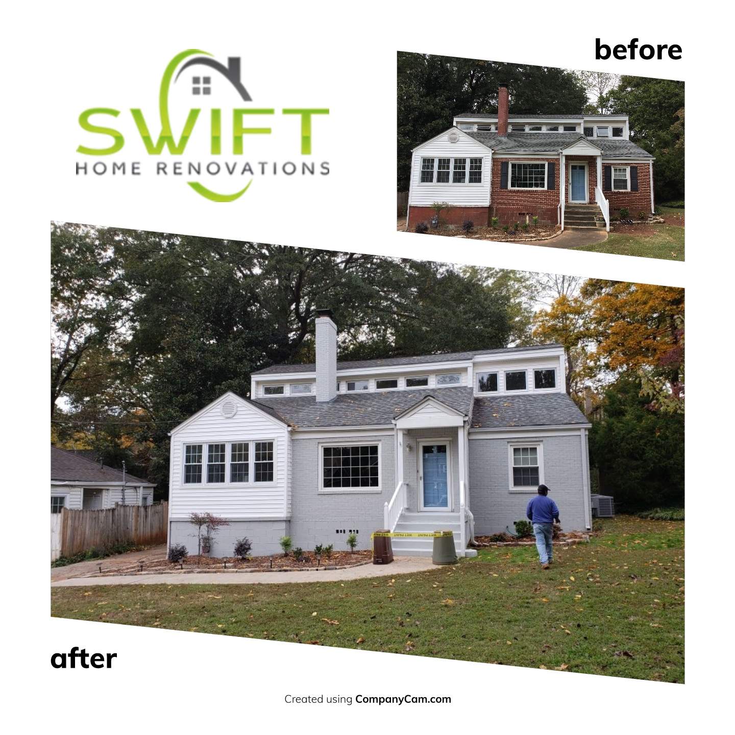Gray Brick Painting and Exterior Refresh for Decatur Residence by Swift Home Renovations 