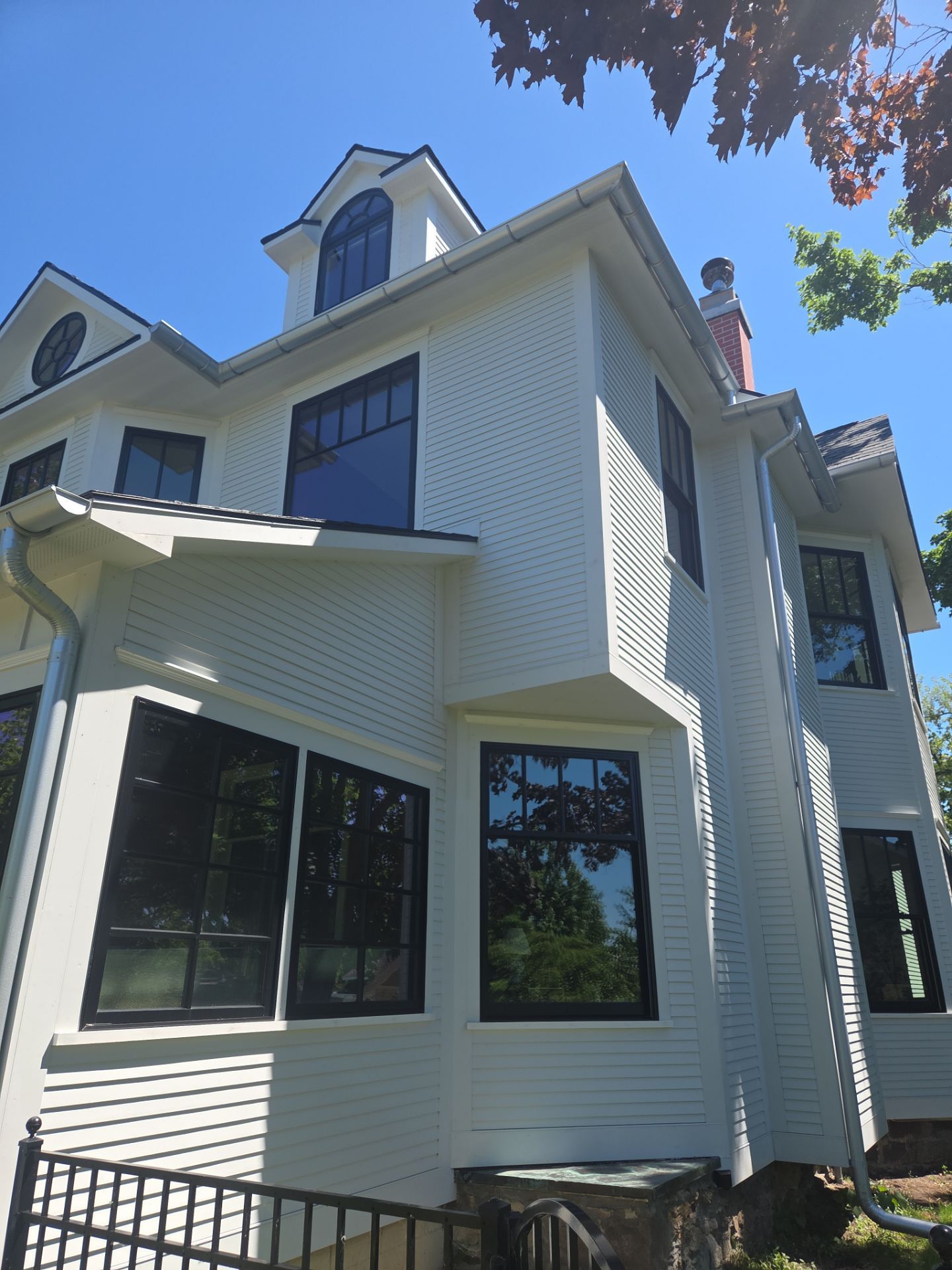 New Galvalume Half Round Gutter Installation for Petoskey Residential Home by Rainbow Seamless Systems