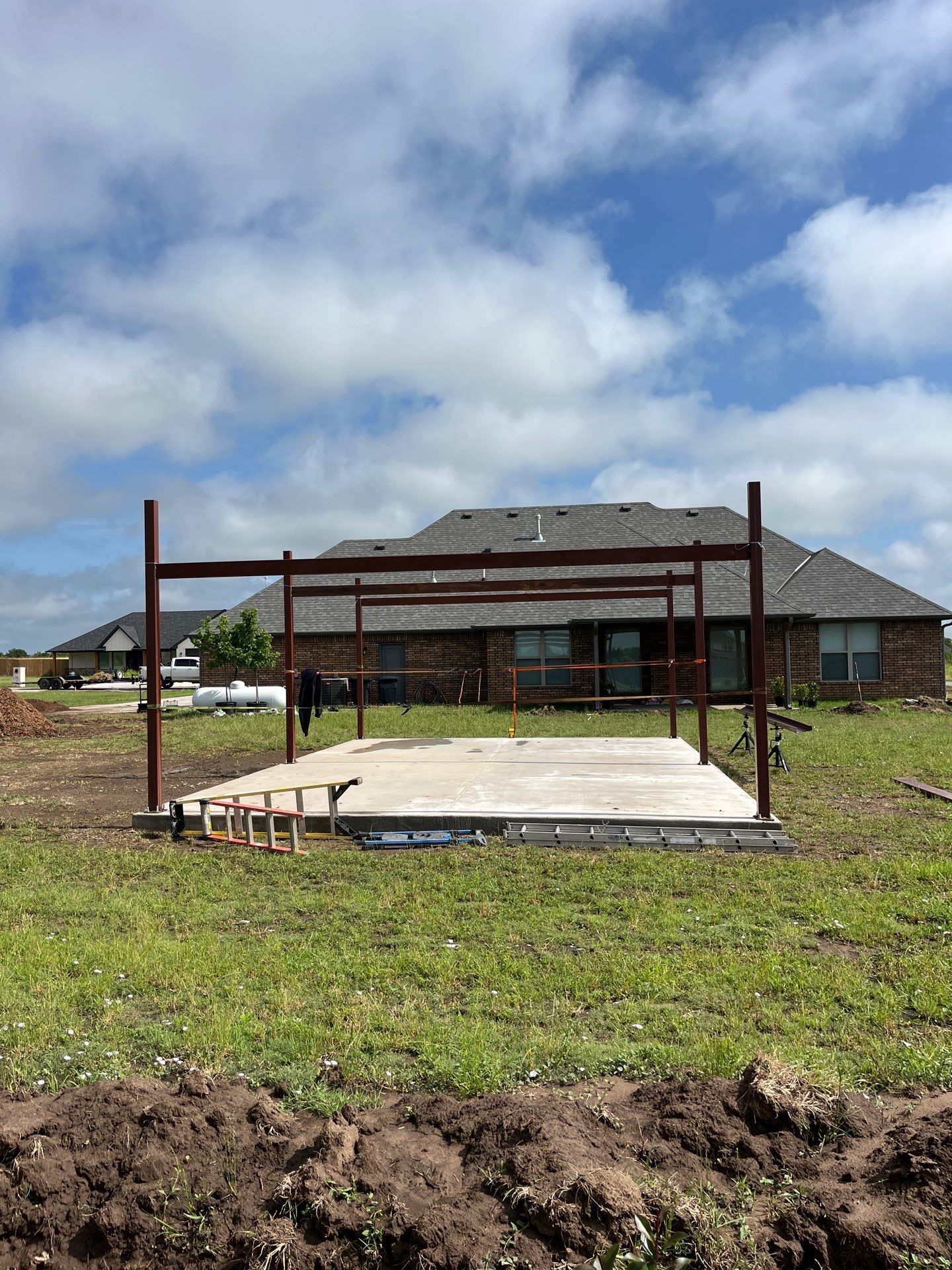 Custom Metal Pergola , Live Fence , Irrigation, Concrete, And Landscape by Clays Services Inc