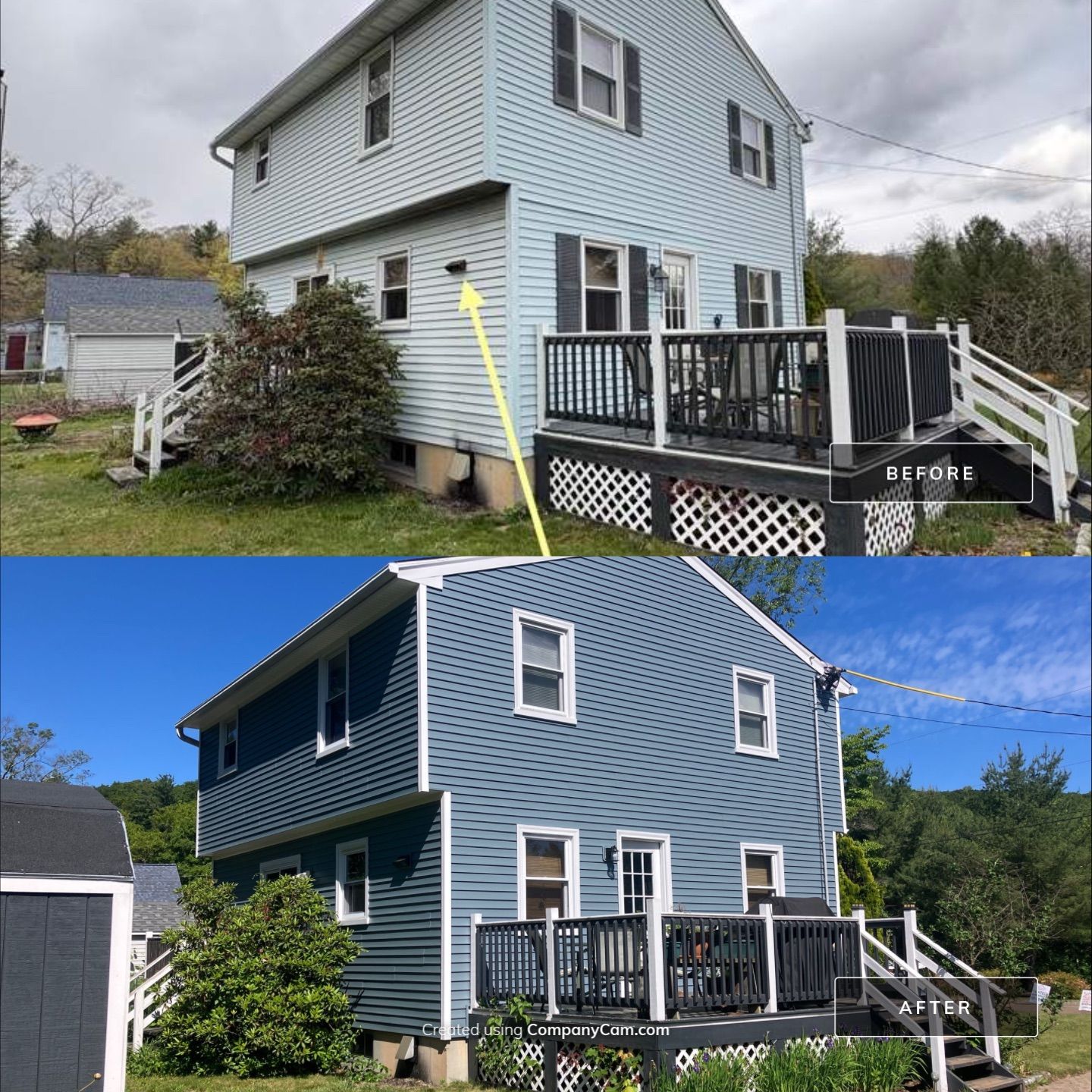 Siding renewal with Cert. Mainstreet D/4 clapboard Wedgewood Blue by DiGiorgi Roofing and Siding Inc