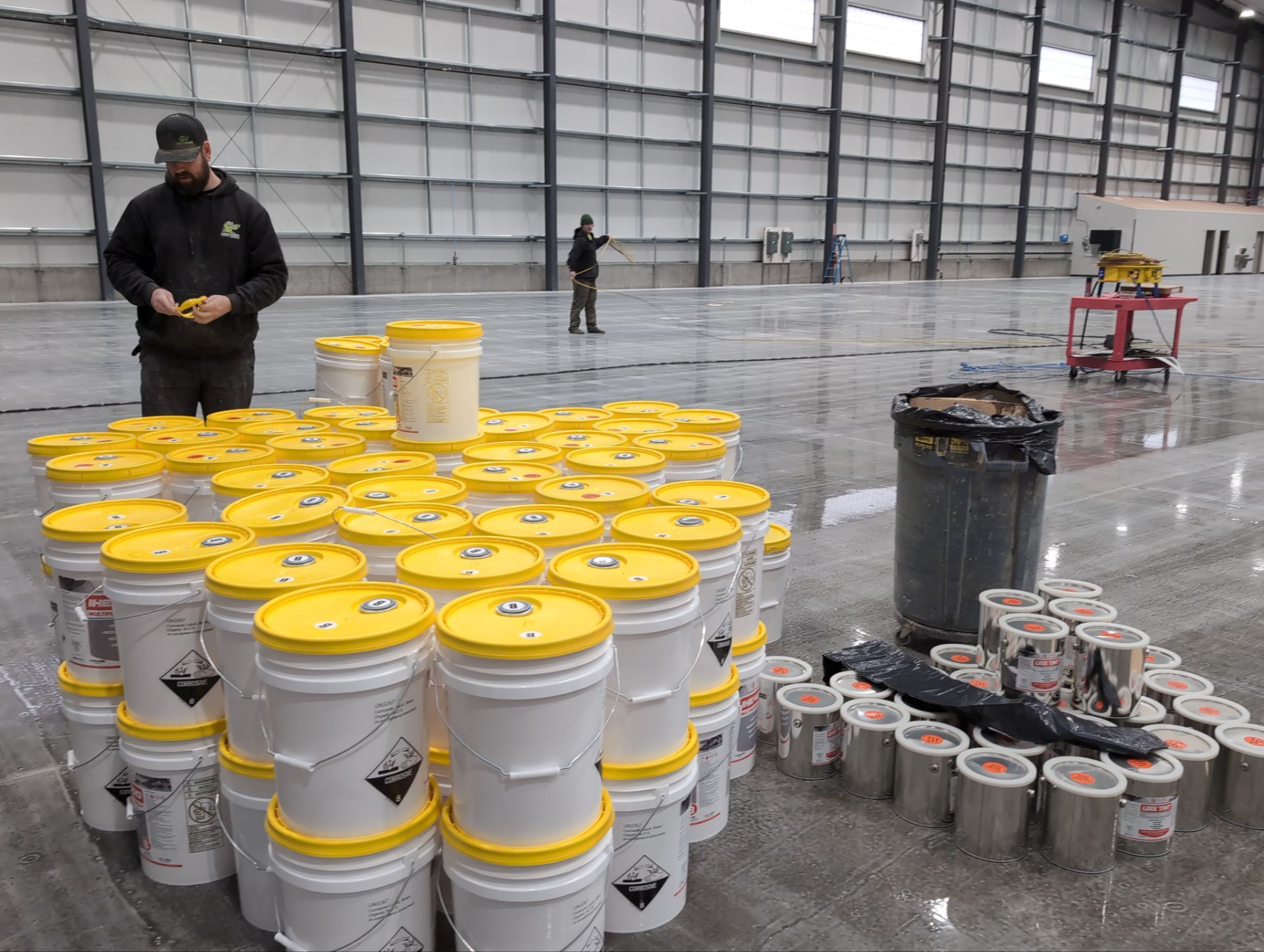 Airplane Hanger using Light Grey Commercial Penntek Epoxy by Croc Coatings, LLC