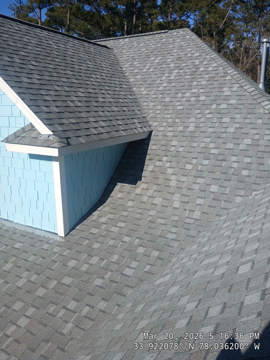 Indigo Plantation Southport NC Fortified Roof Replacement Southport NC CertainTeed Landmark Pro Cobblestone Gray Skylight Installation by RGR Construction and Roofing, LLC